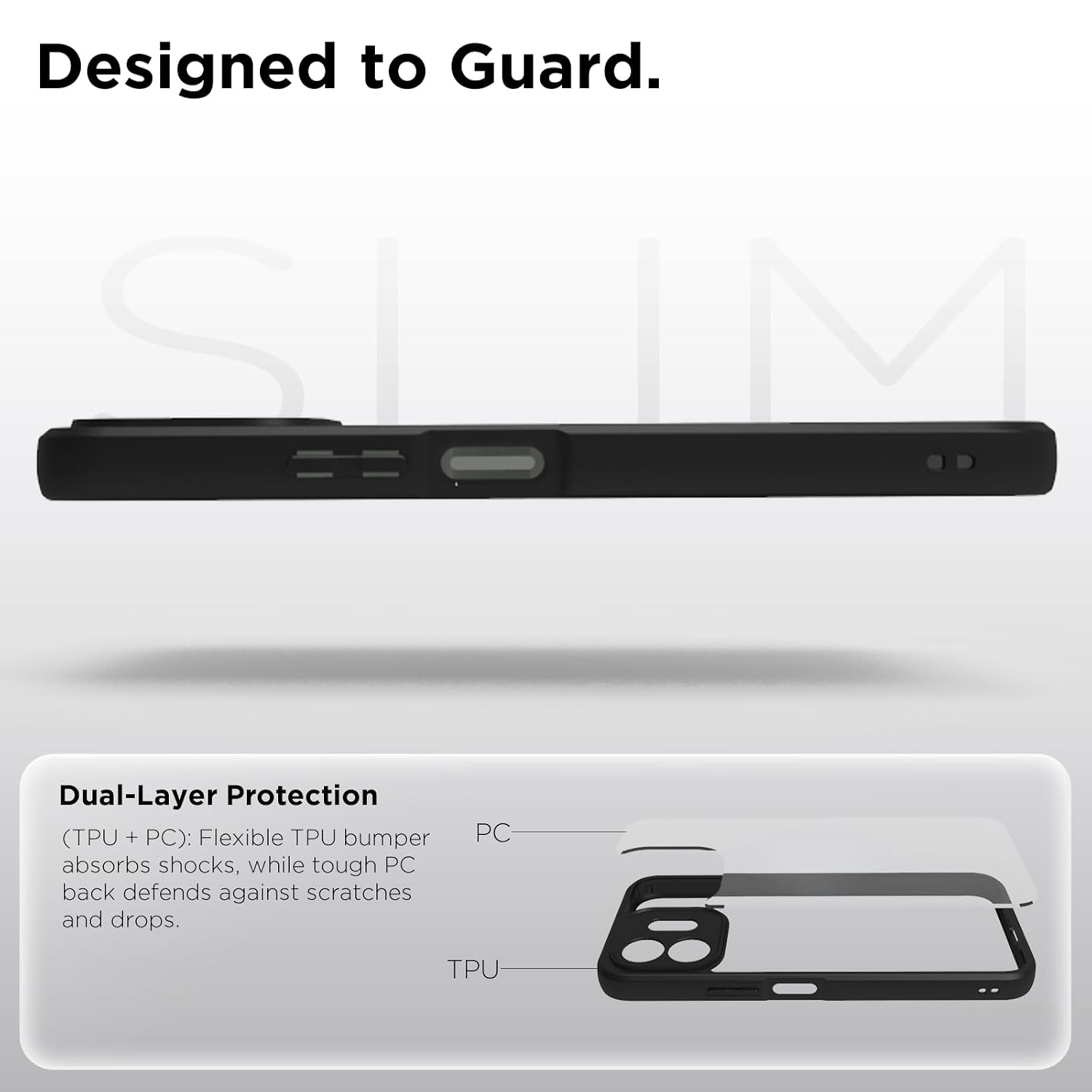 OnePlus N6 Back Cover Case | Sleek Hybrid - Clear Black