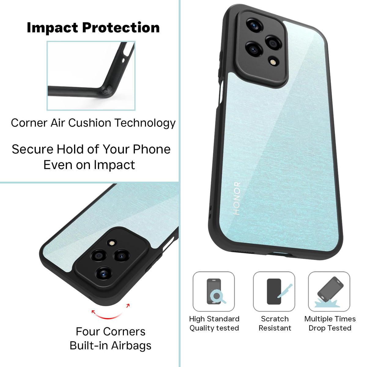 Honor 200 Lite 5G Back Cover Case | Sleek Hybrid - Clear Black