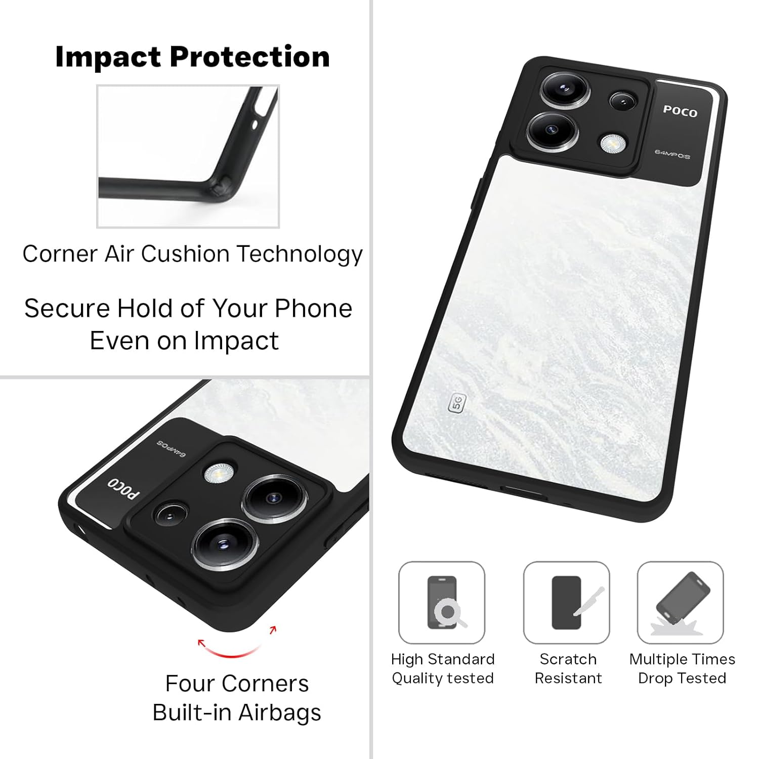 Poco X6 / Redmi Note 13 Pro 5G Back Cover Case | Sleek Hybrid - Black