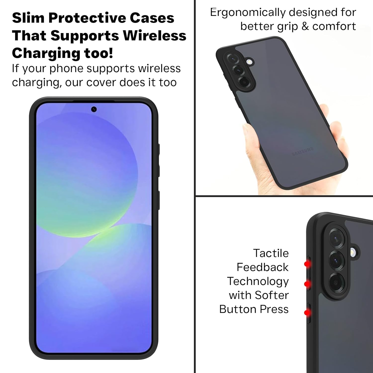 Samsung Galaxy A36 5G Back Cover Case | Sleek Hybrid - Matte Black