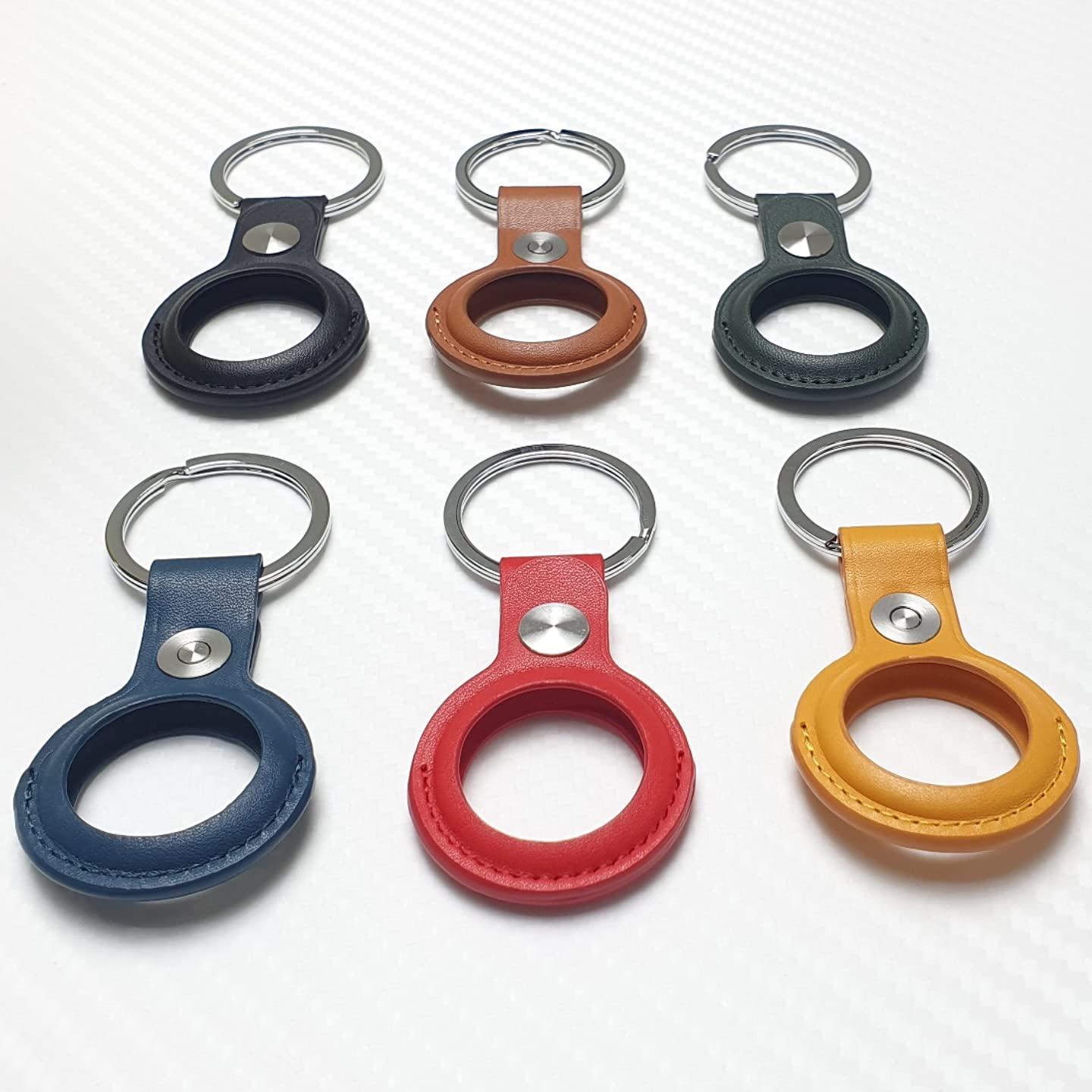 Apple AirTag Leather Key Ring Holder Case - Brown