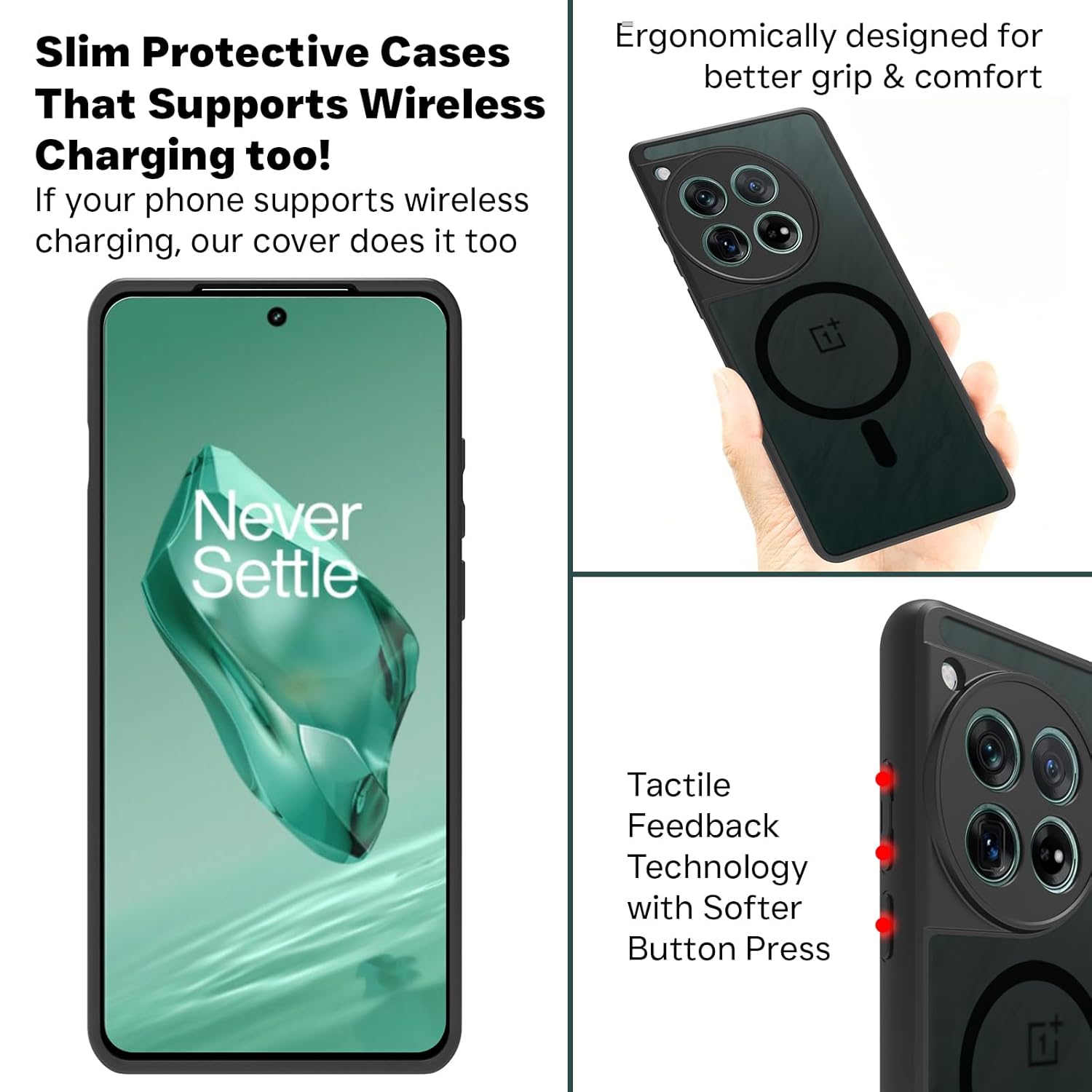 OnePlus 12 Back Cover Case | Sleek Hybrid - Smoke Black Magnetic