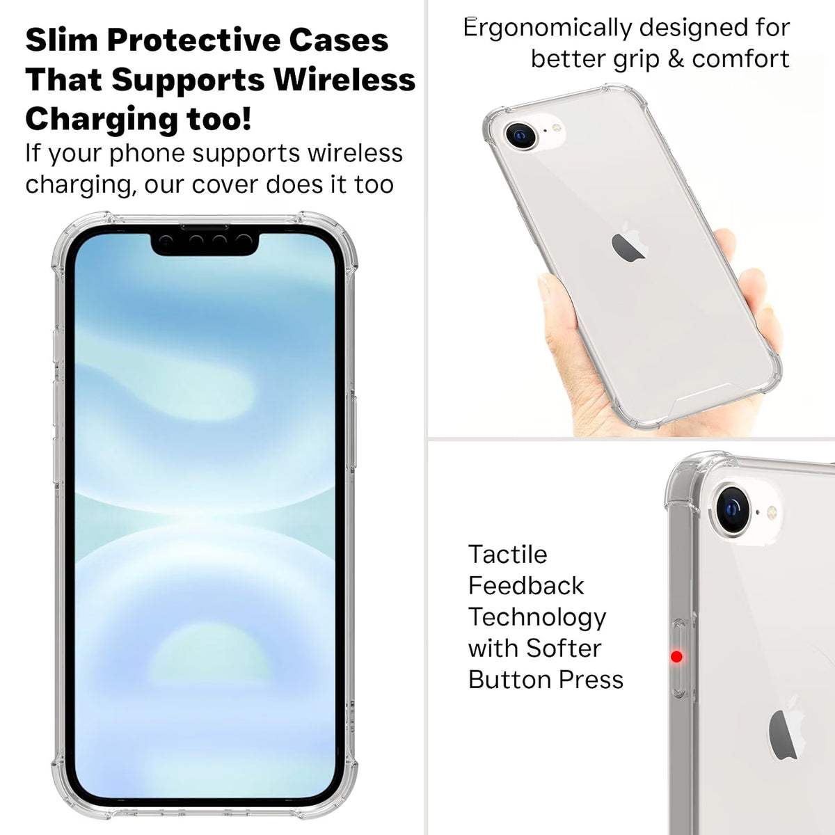iPhone 16e / iPhone 17e Back Cover Case | Clear Hybrid - Clear
