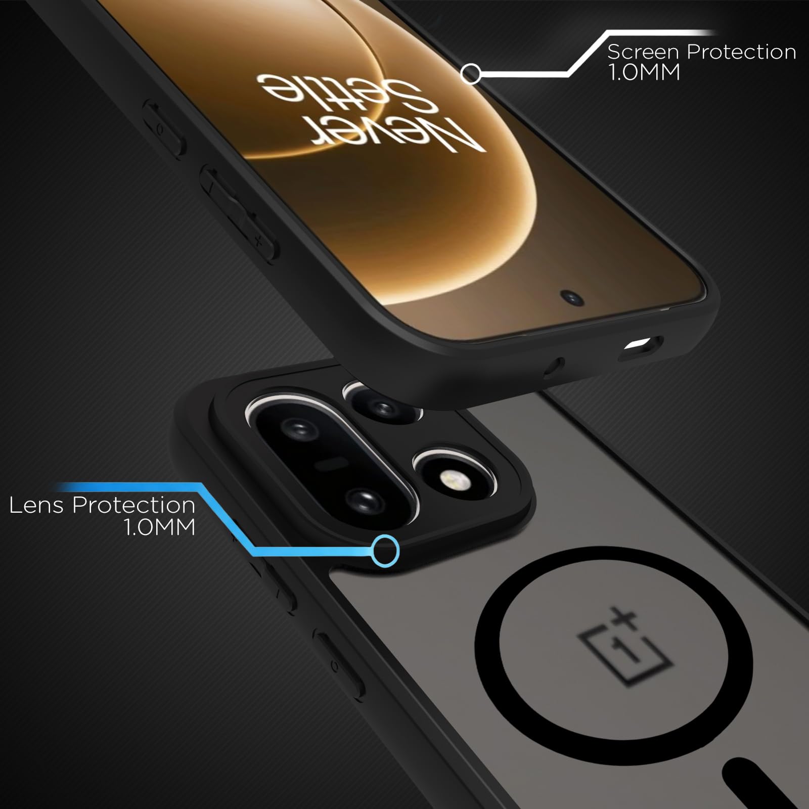 OnePlus 15 5G Back Cover Case | Sleek Hybrid - Matte Black Magnetic