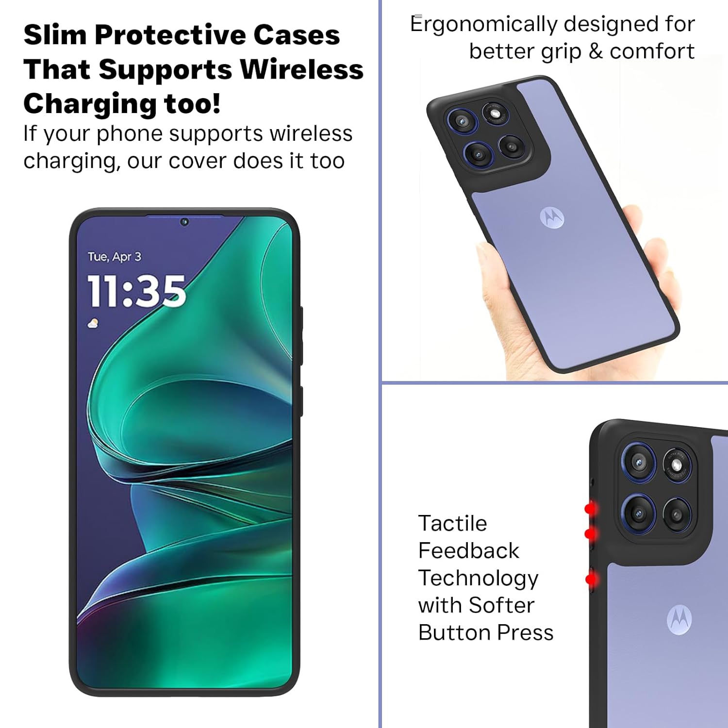 Motorola Edge 60 Stylus 5G Back Cover Case | Sleek Hybrid - Clear Black