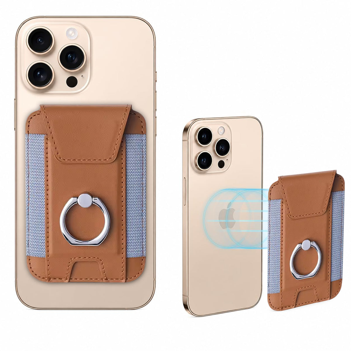 Magnetic Phone Wallet with Grip | Chestnut - Brown