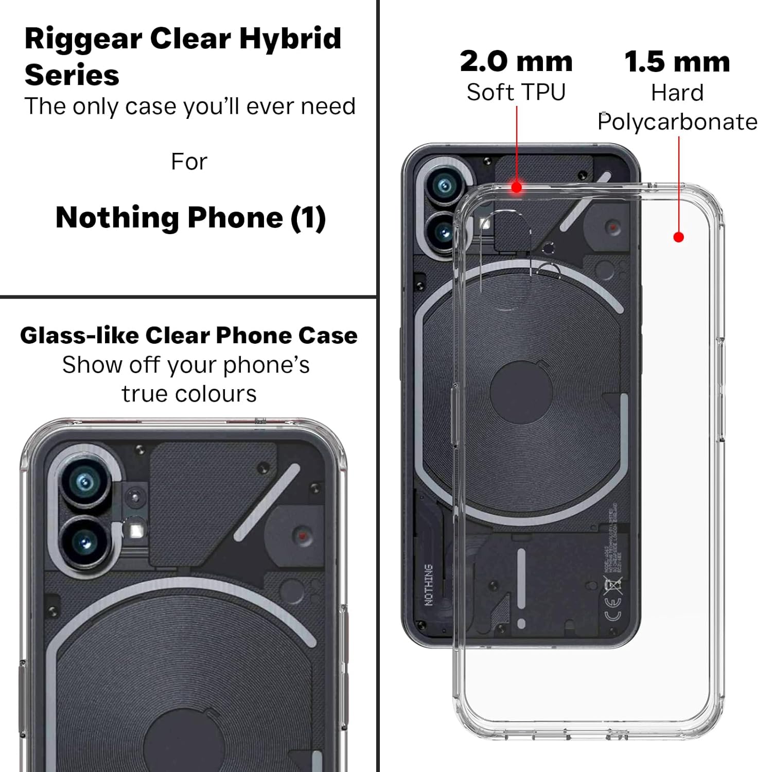 Nothing Phone 1 Back Cover Case | Clear Hybrid - Clear Magnetic