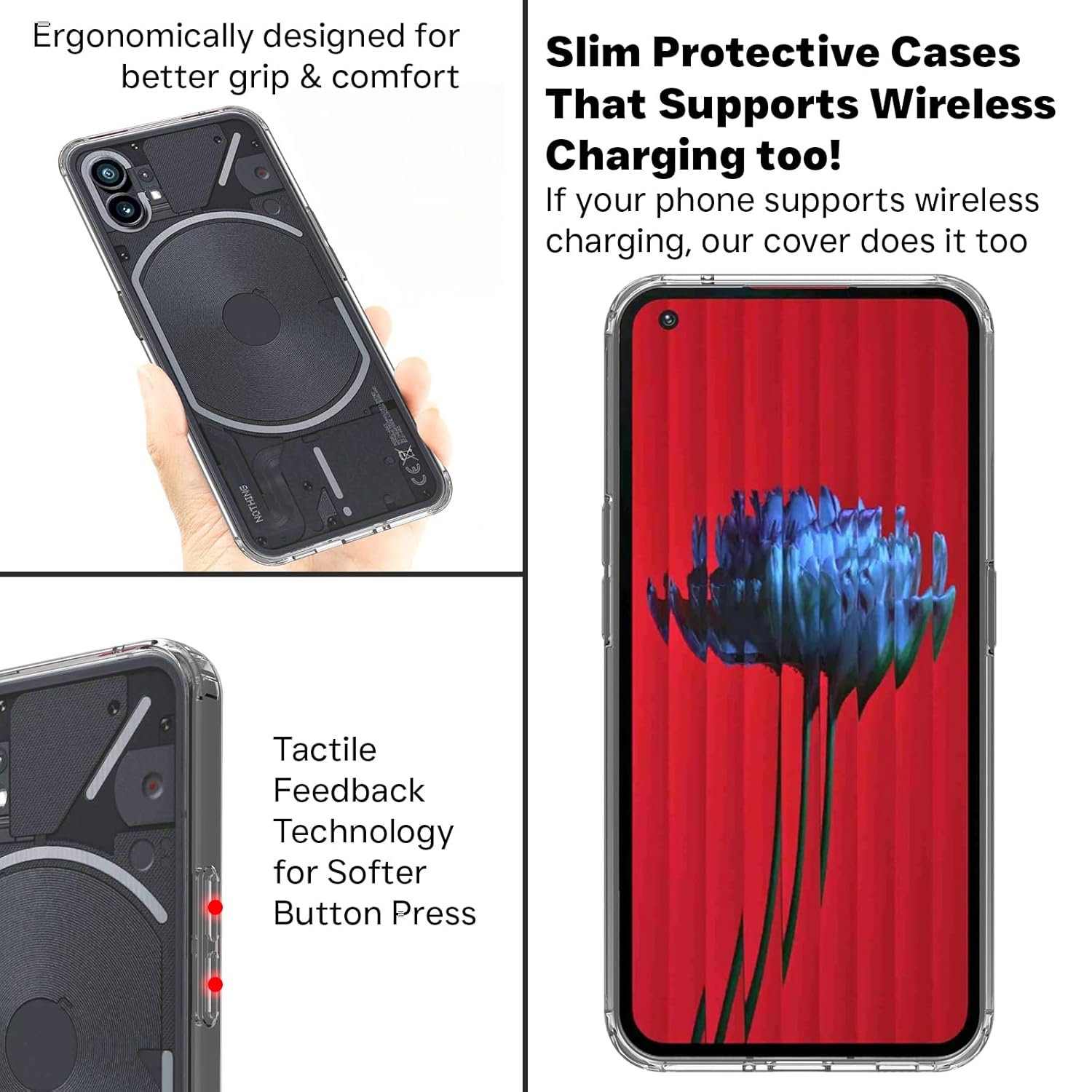 Nothing Phone 1 Back Cover Case | Clear Hybrid - Clear Magnetic
