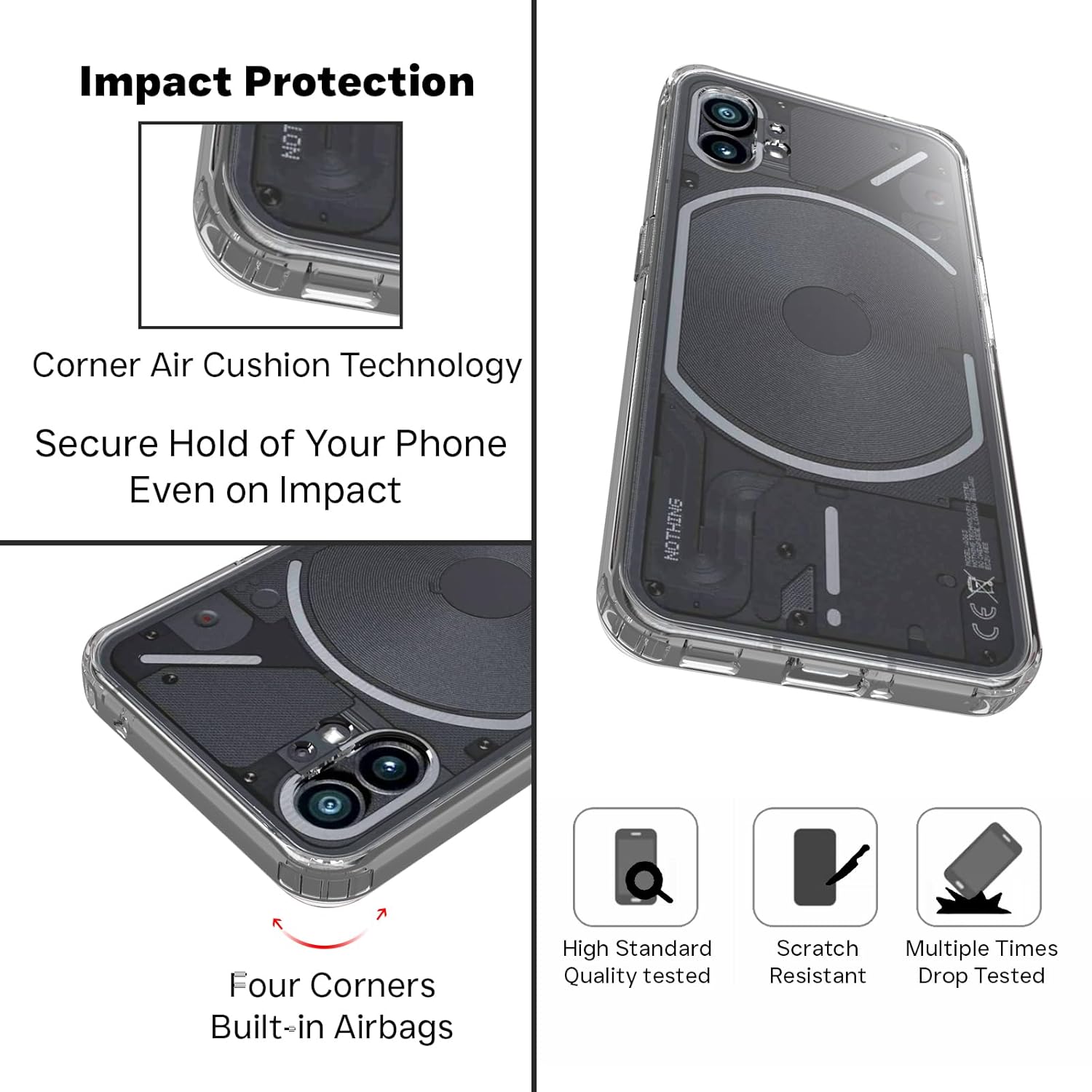 Nothing Phone 1 Back Cover Case | Clear Hybrid - Clear Magnetic