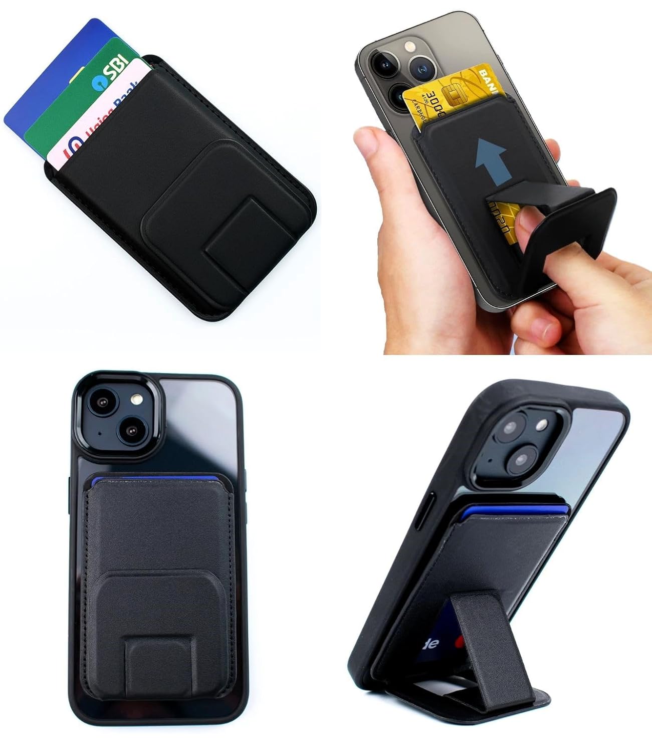 Phone Wallet | Card Holder with Stand - Obsidian Black