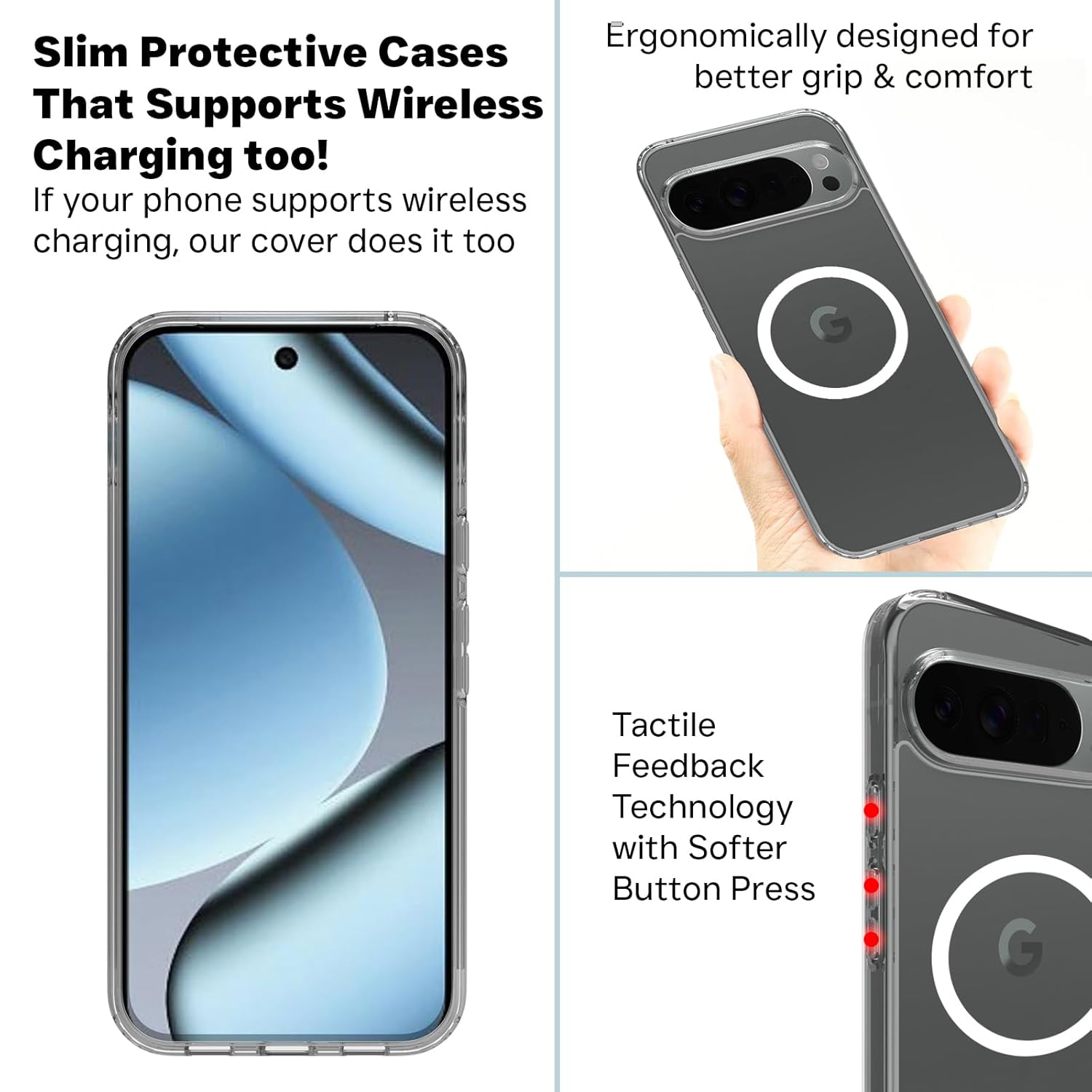 Google Pixel 10 Pro XL Back Cover Case | Clear Hybrid - Clear Magnetic