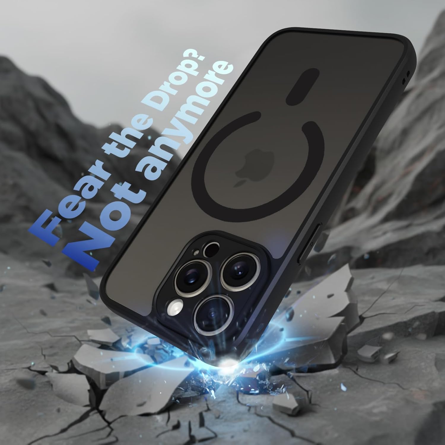 iPhone 15 Pro Max Back Cover Case | Sleek Hybrid - Matte Black Magnetic