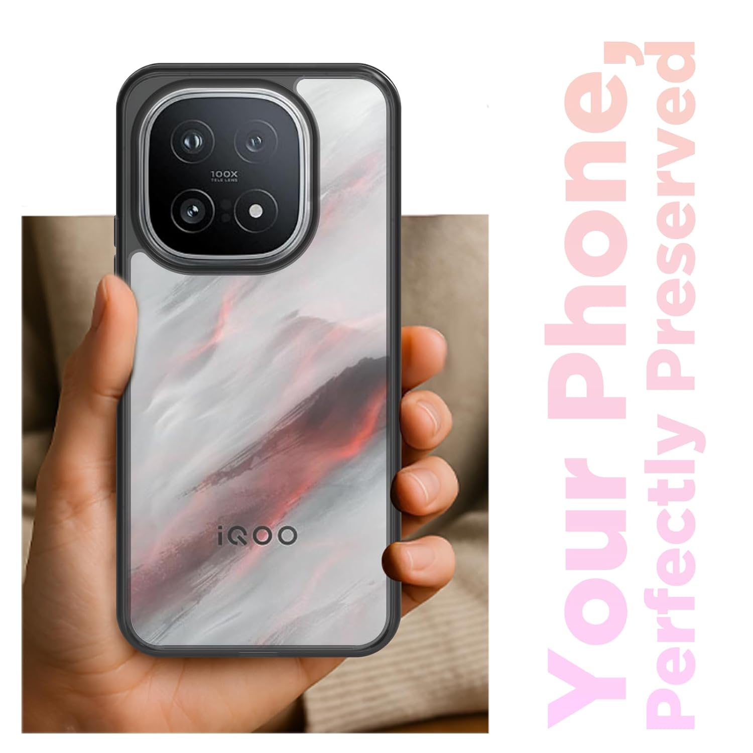 iQOO 15 5G Back Cover Case | Clear Hybrid - Clear Smoke