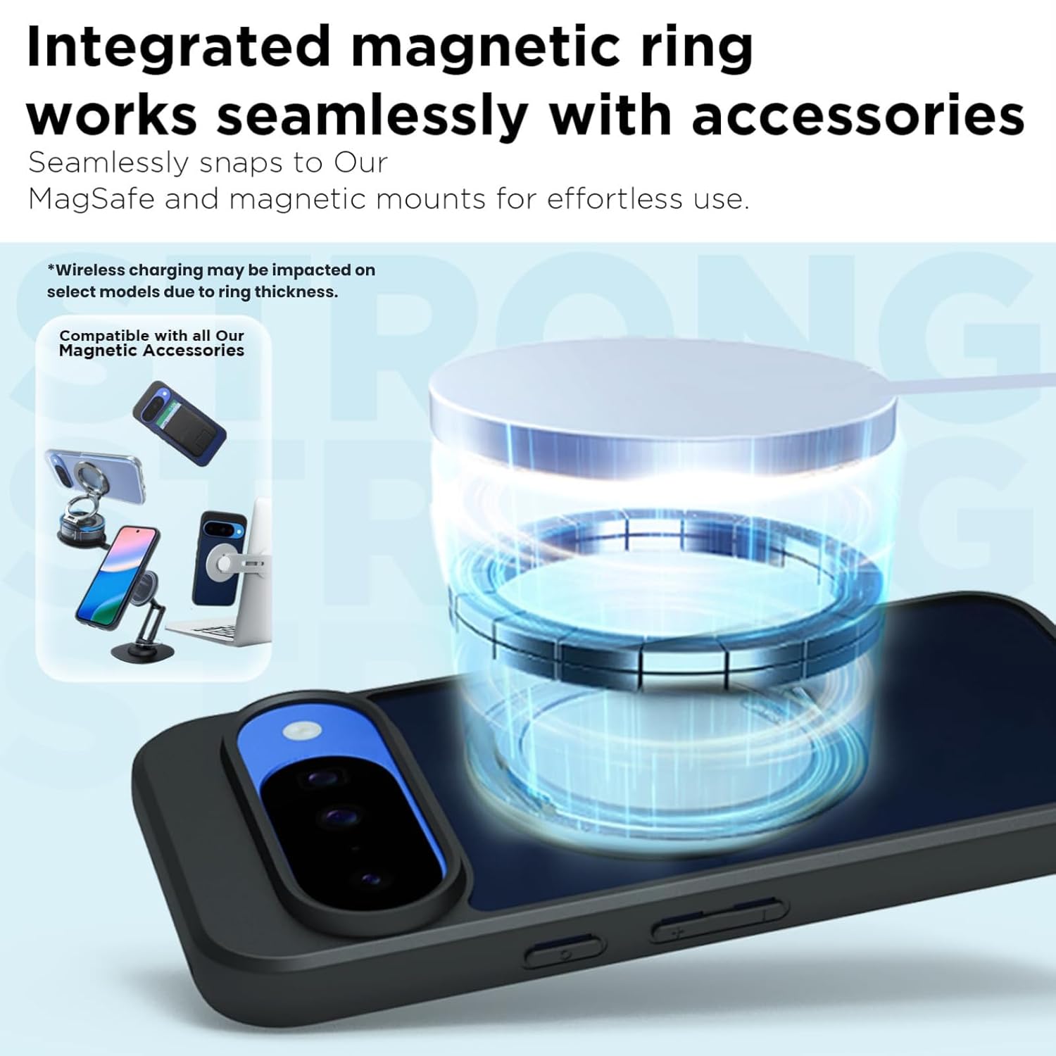 Google Pixel 10 / Pixel 10 Pro Ring Stand Back Cover Case | Sleek Hybrid - Matte Black Magentic