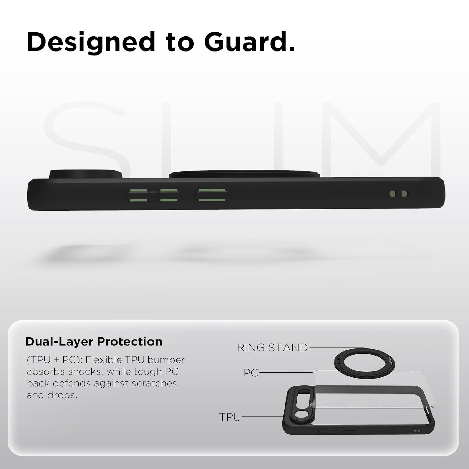 Vivo X300 FE Ring Stand Back Cover Case | Clear Hybrid - Clear Black Magnetic