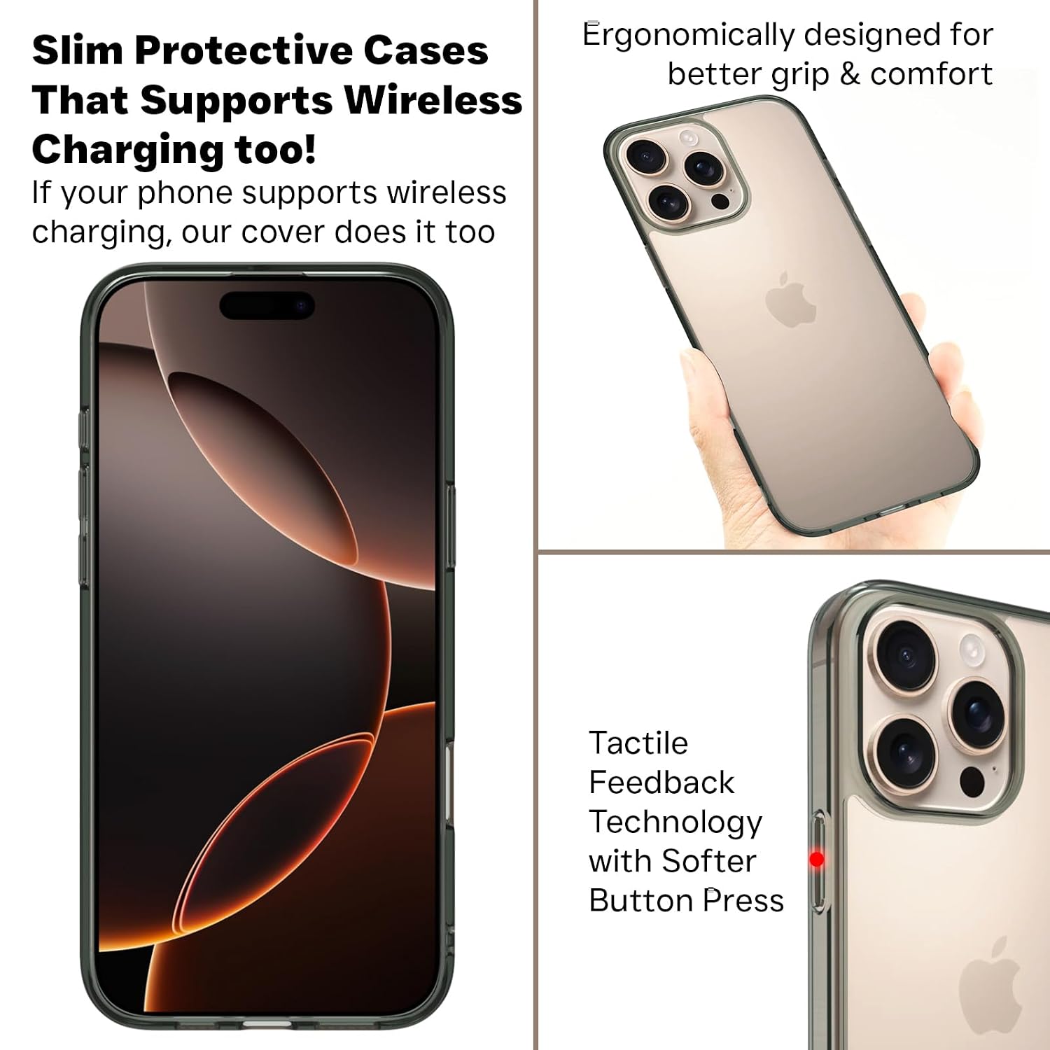 iPhone 16 Pro Max Back Cover Case | Sleek Hybrid - Clear