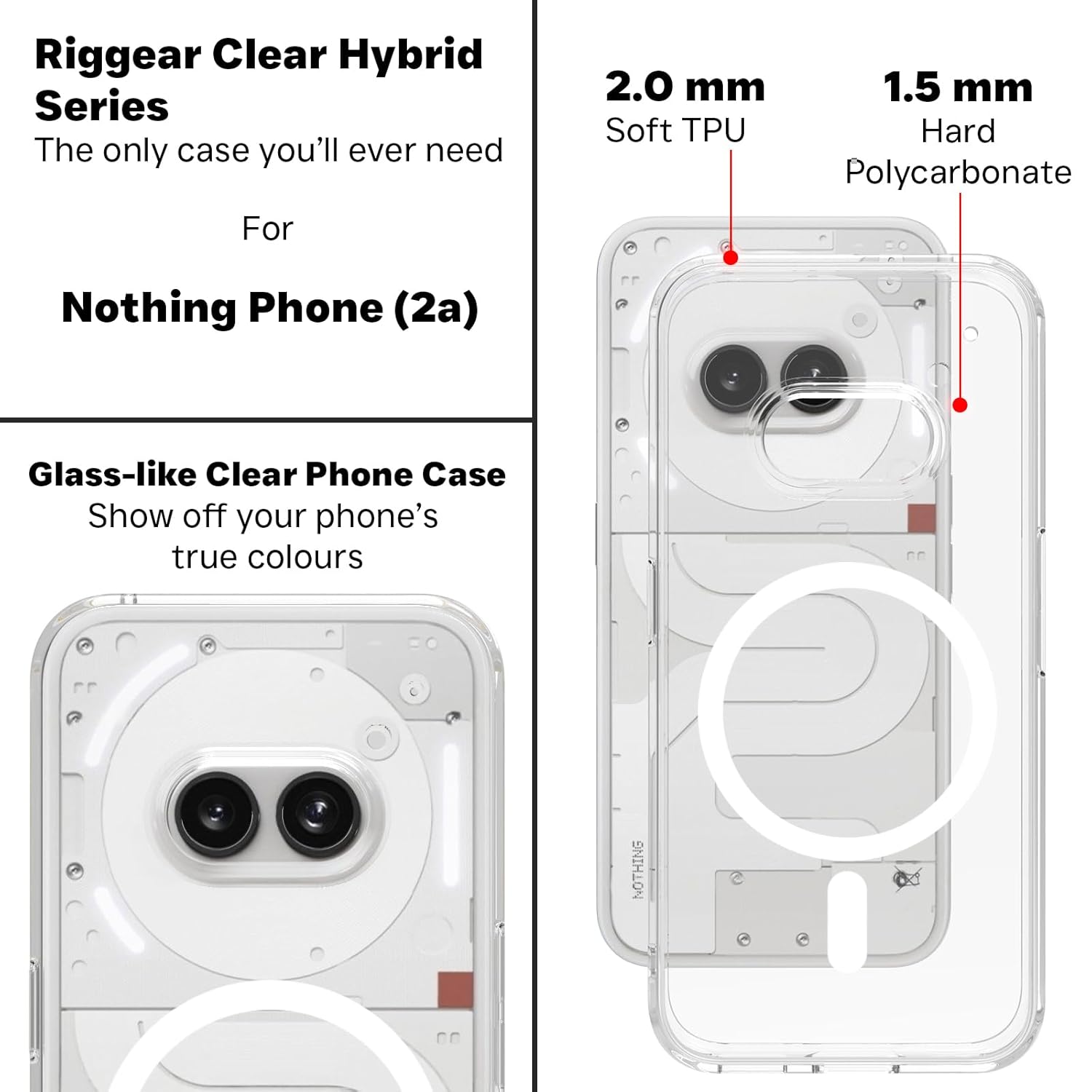 Nothing Phone 2A / 2A Plus Back Cover Case | Clear Hybrid - Clear Transparent Magnetic