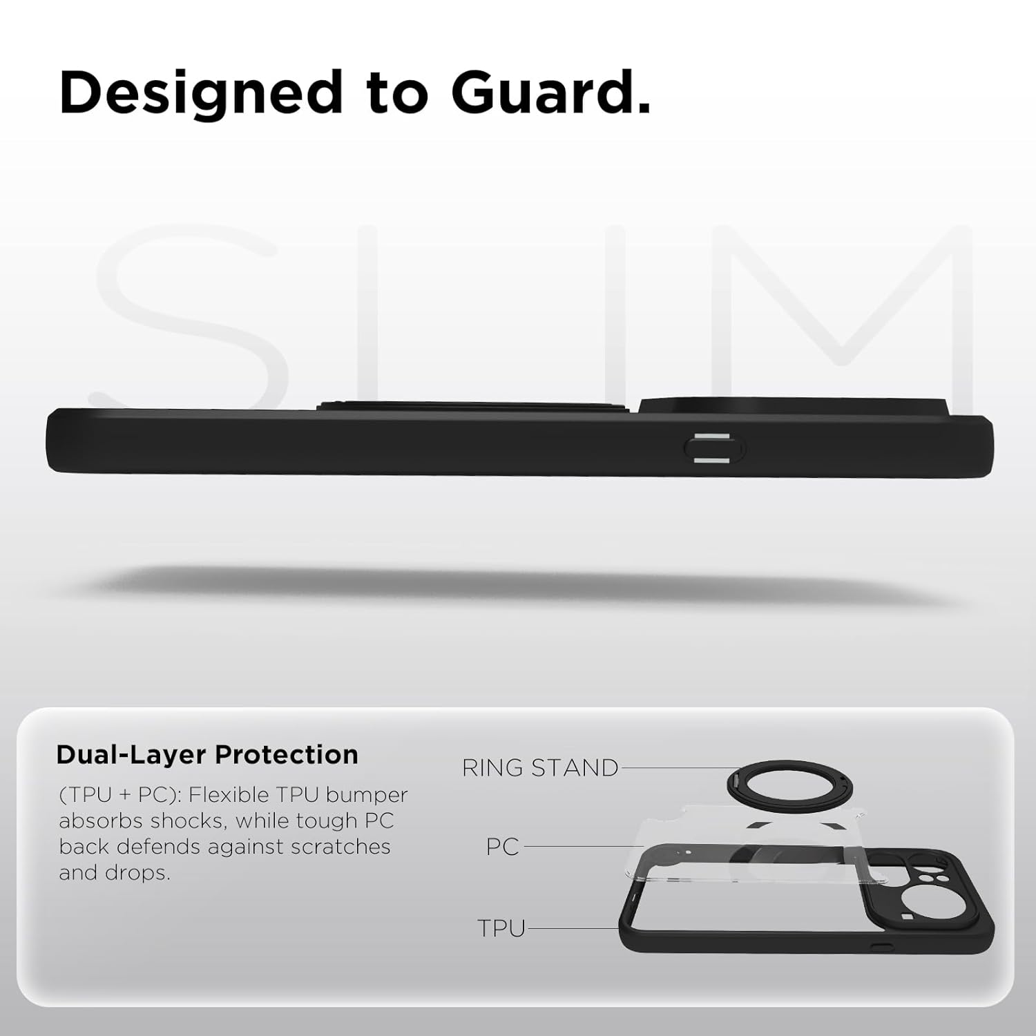 Nothing Phone 4a Pro 5G Ring Stand Back Cover Case | Clear Hybrid - Clear Black Magnetic
