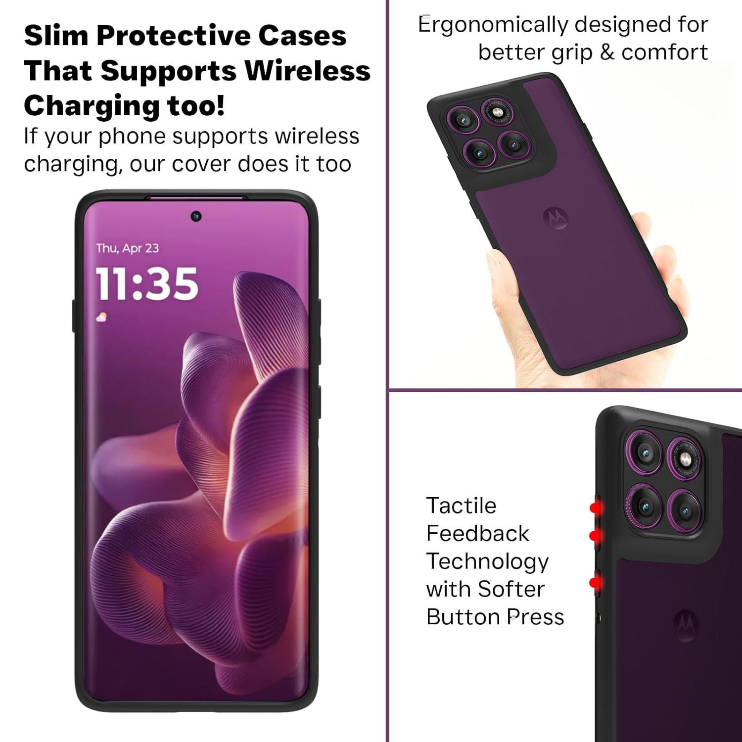 Moto Edge 60 Pro 5G Back Cover Case | Sleek Hybrid - Matte Black