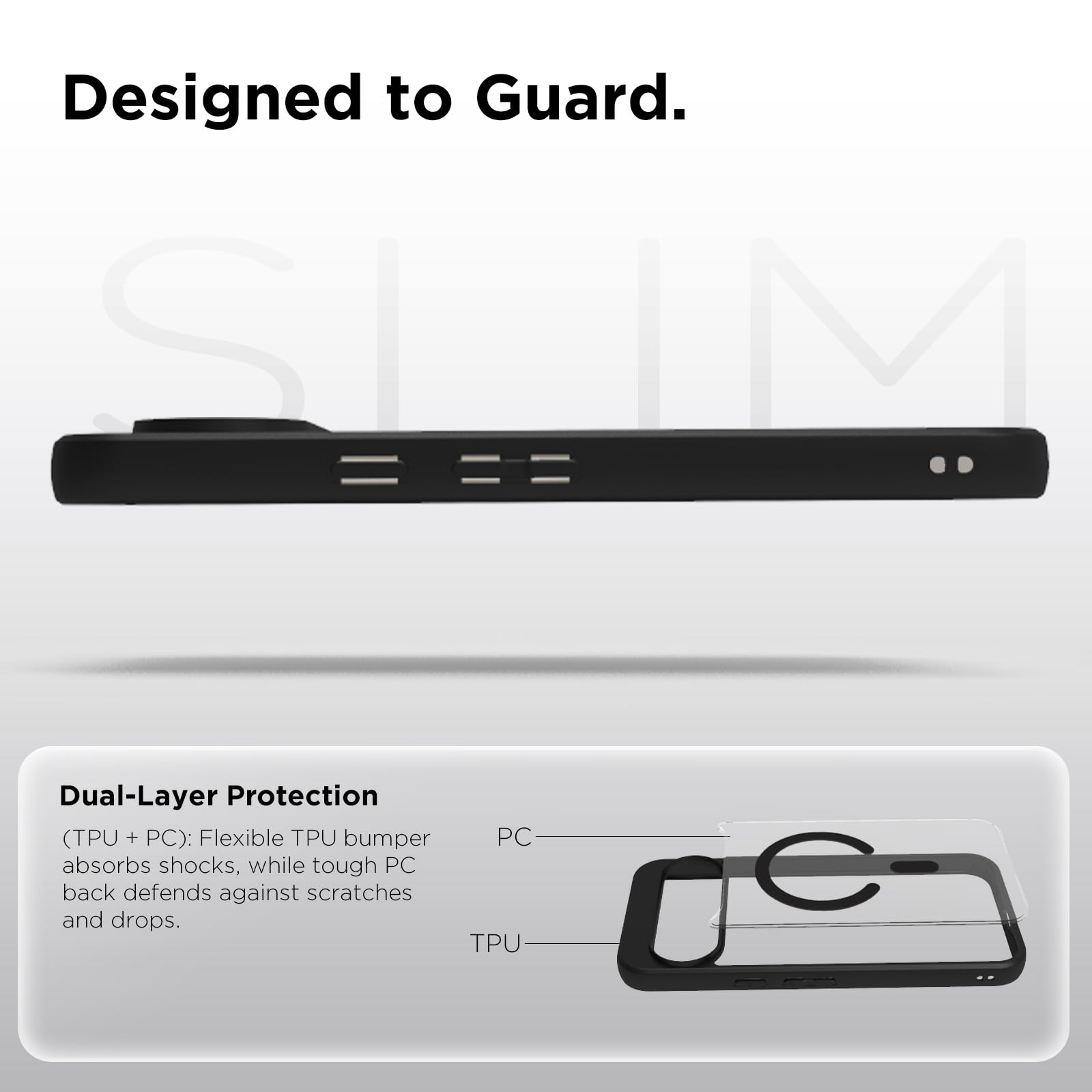 Google Pixel 11 / Pixel 11 Pro Back Cover Case | Sleek Hybrid - Clear Black Magnetic