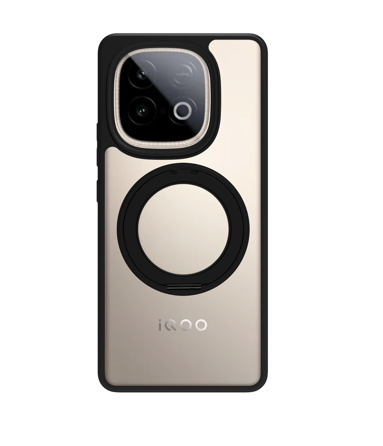 iQOO Neo 10 5G Ring Stand Back Cover Case | Clear Hybrid - Clear Black Magnetic