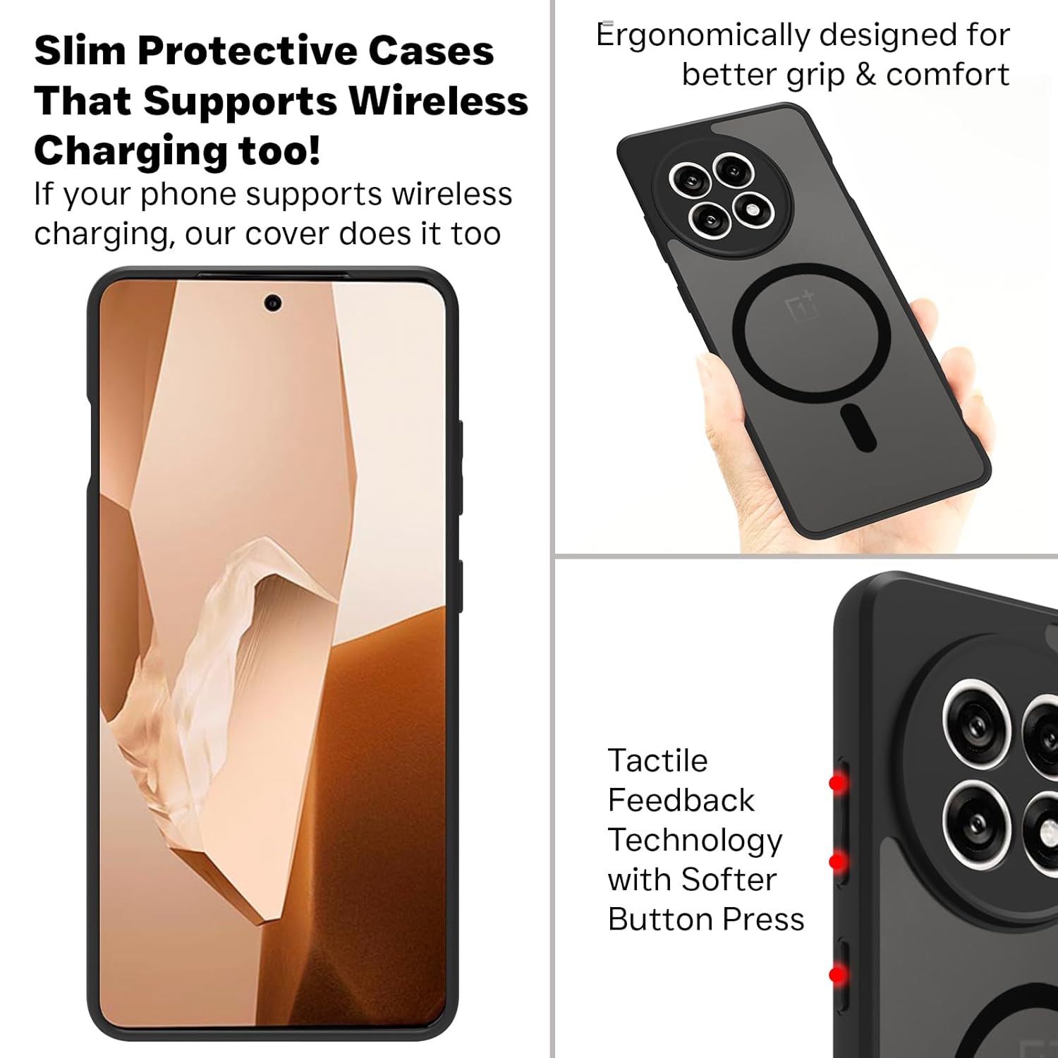 OnePlus 13R 5G Back Cover Case | Sleek Hybrid - Matte Black Magnetic