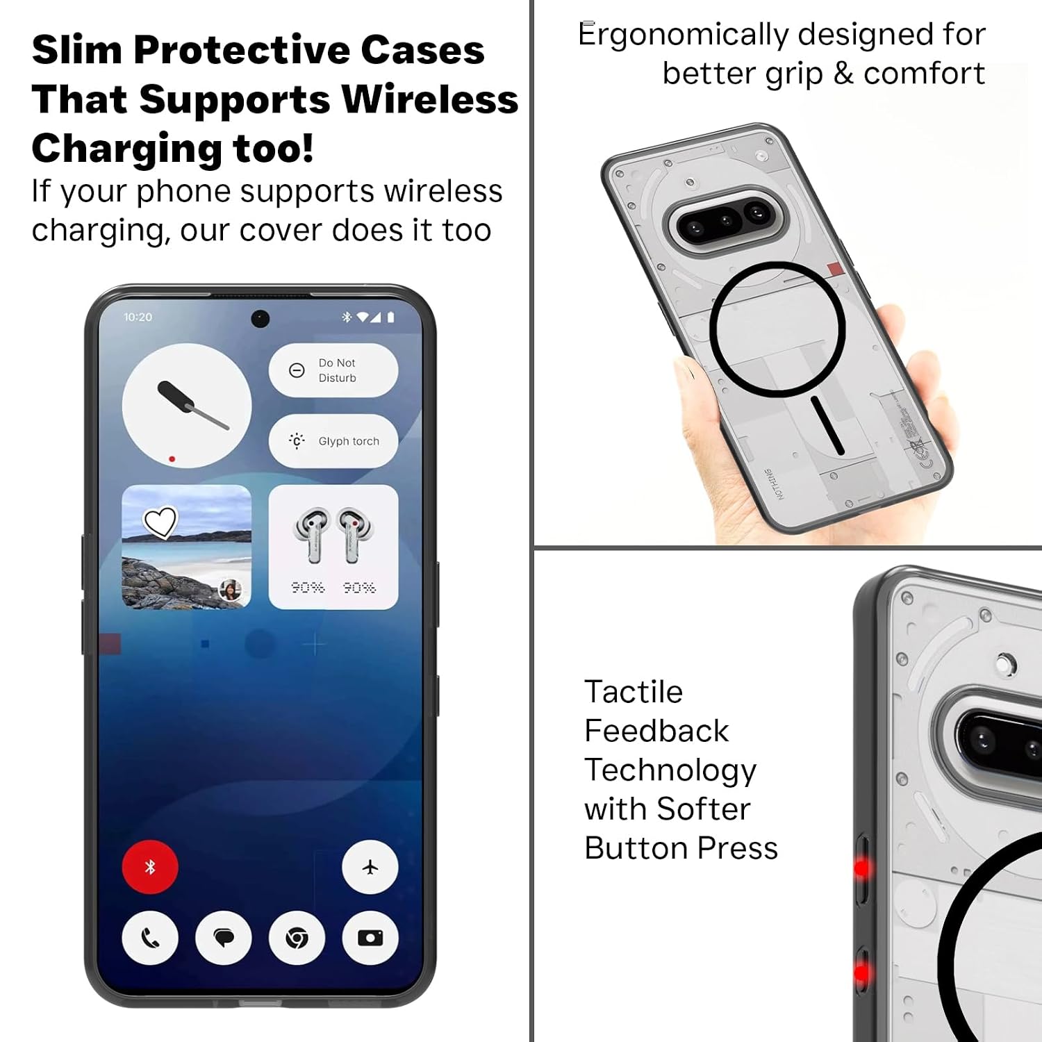 Nothing Phone 3a Back Cover Case | Clear Hybrid - Clear Black Magnetic