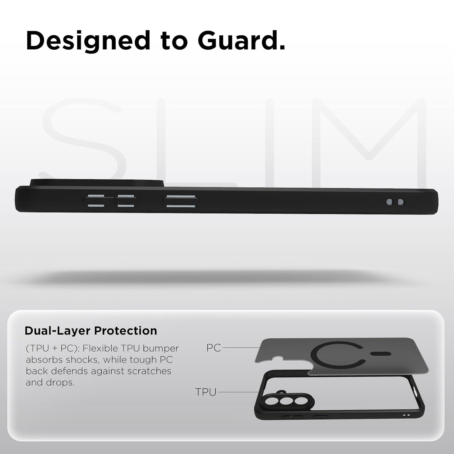 Samsung Galaxy A57 5G Back Cover Case | Sleek Hybrid - Matte Black Magnetic