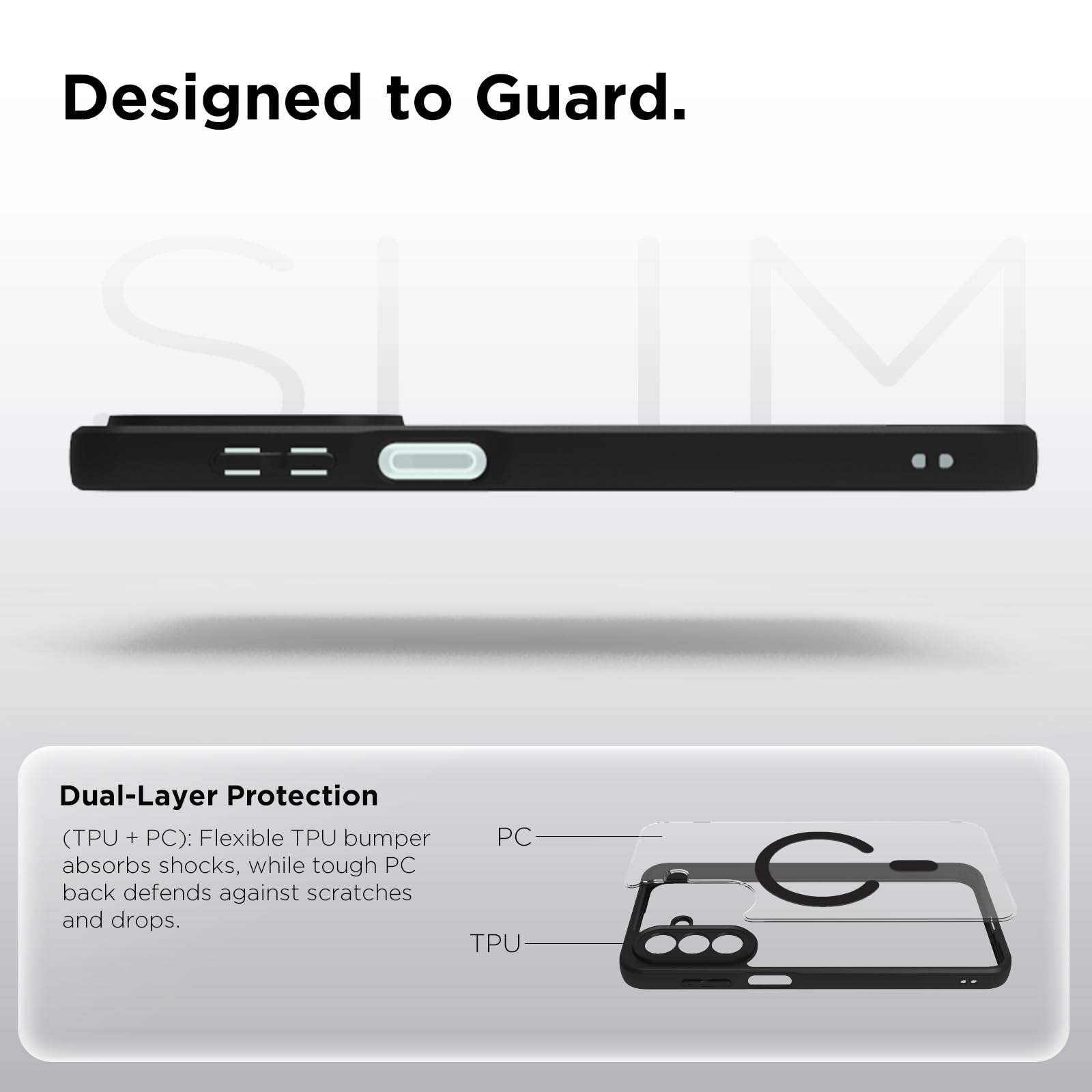 Samsung Galaxy A27 Back Cover Case | Sleek Hybrid - Clear Black Magnetic