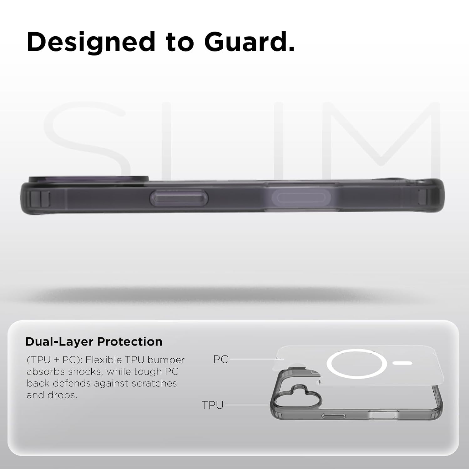 iPhone 17 Back Cover Case | Clear Hybrid - Smoke Magnetic White