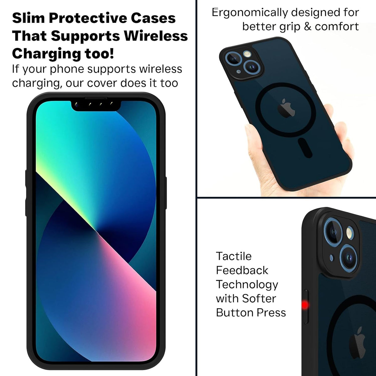 iPhone 13 Back Cover Case | Sleek Hybrid - Matte Black Magnetic