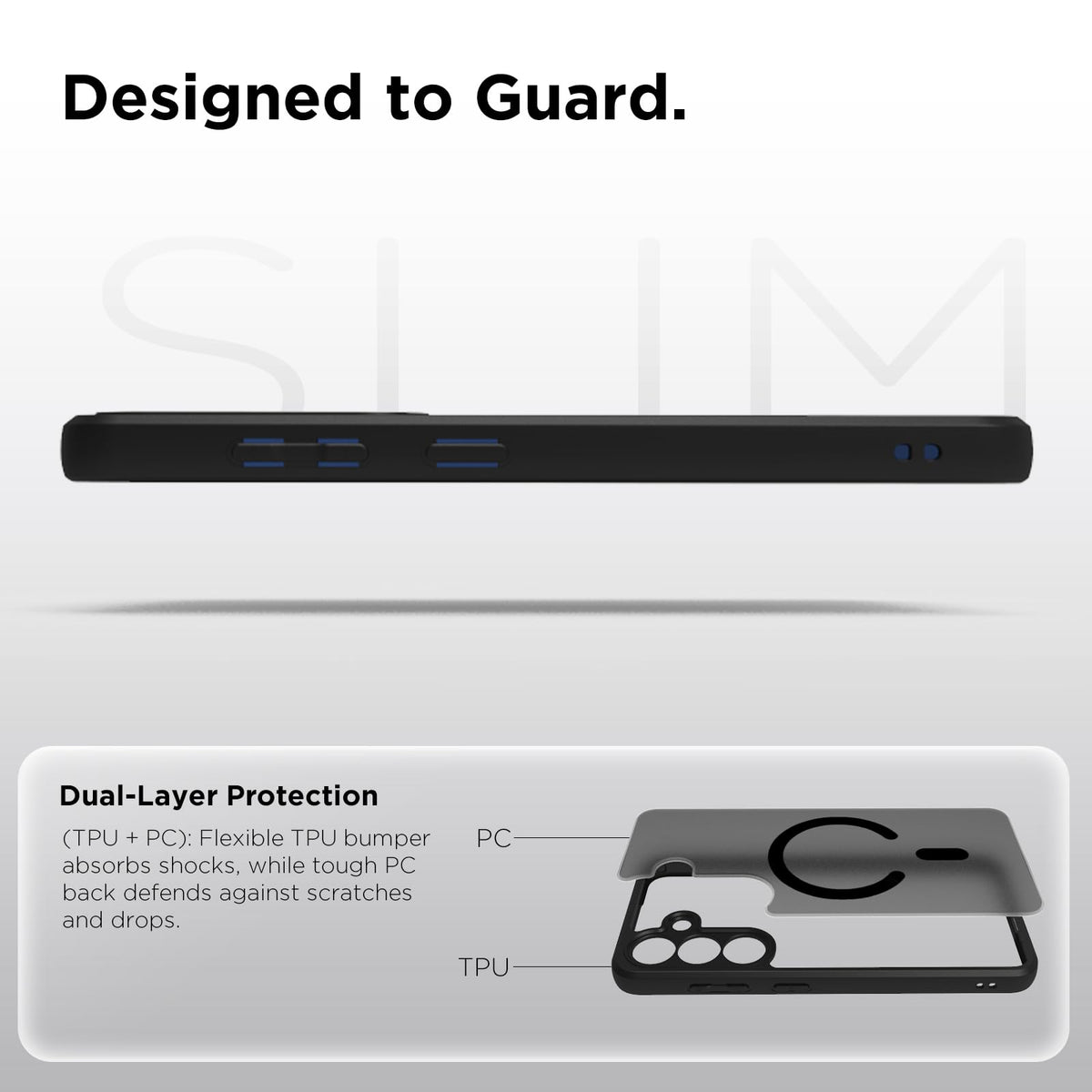 Samsung Galaxy S25 Back Cover Case | Sleek Hybrid - Matte Black Magnetic
