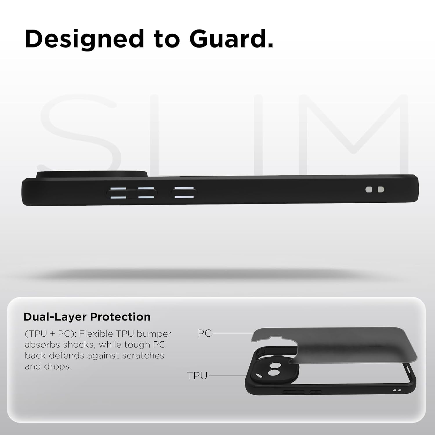iQOO 15R 5G Back Cover Case | Sleek Hybrid - Matte Black