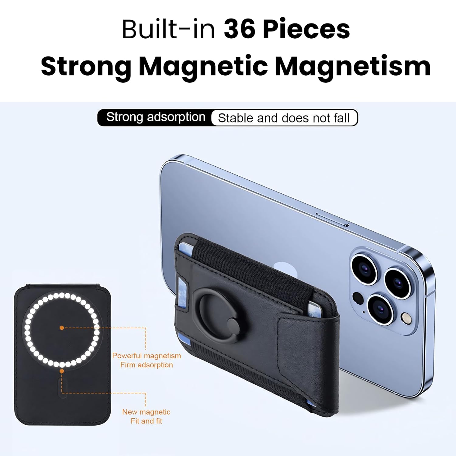 Magnetic Phone Wallet with Grip | Phantom - Black