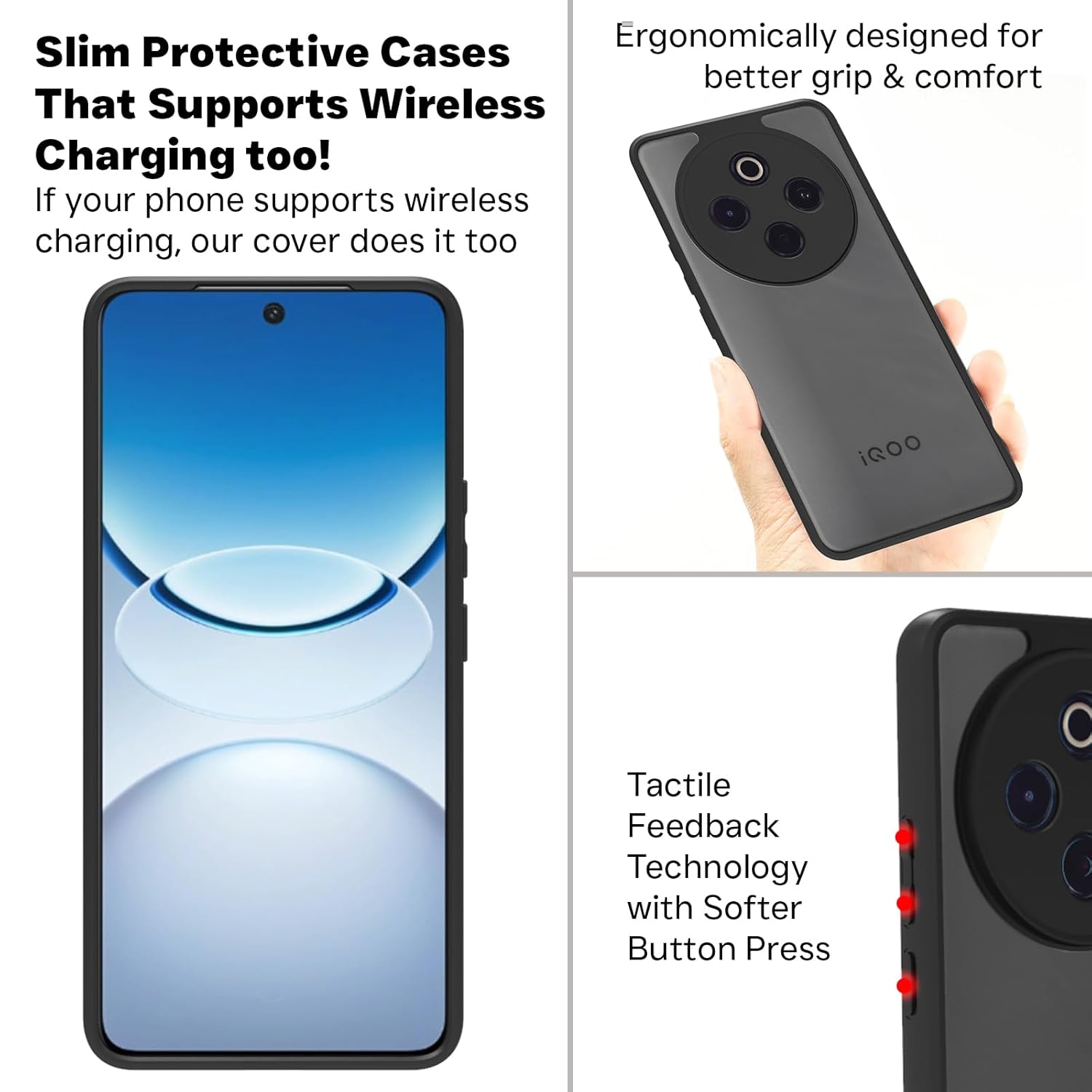 iQOO Z10 5G / Vivo T4 5G Back Cover Case | Sleek Hybrid - Matte Black