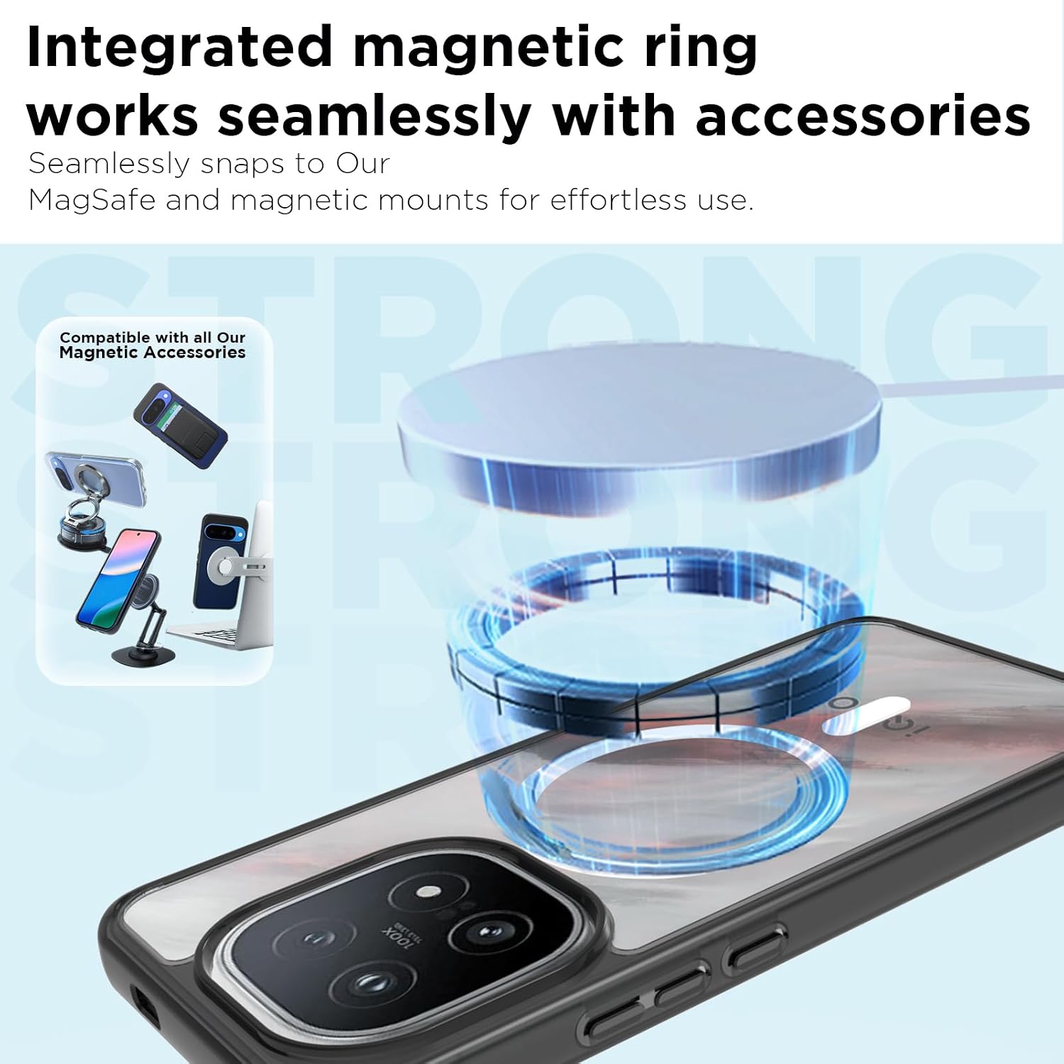 iQOO 15 5G Back Cover Case | Clear Hybrid - Clear Magnetic