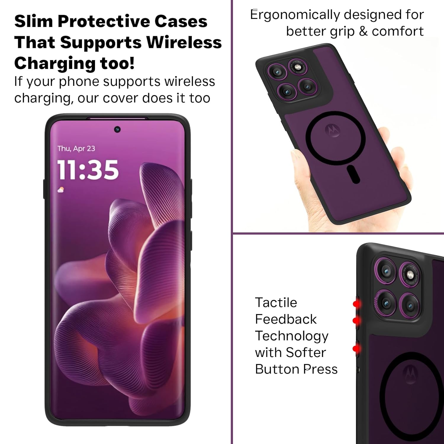 Moto Edge 60 Pro 5G Back Cover Case | Sleek Hybrid - Matte Black Magentic