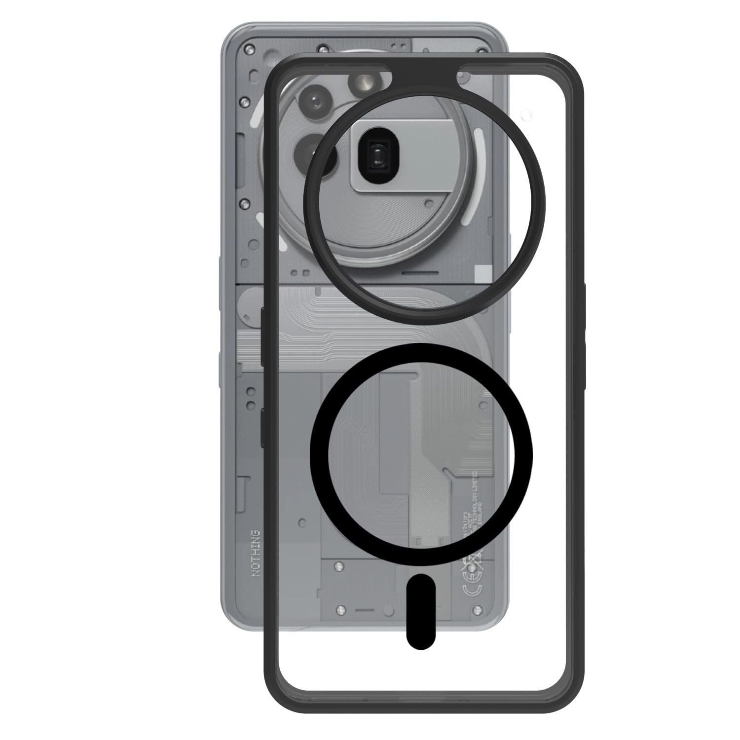 Nothing Phone 3a Pro Back Cover Case | Clear Hybrid - Clear Black Magnetic