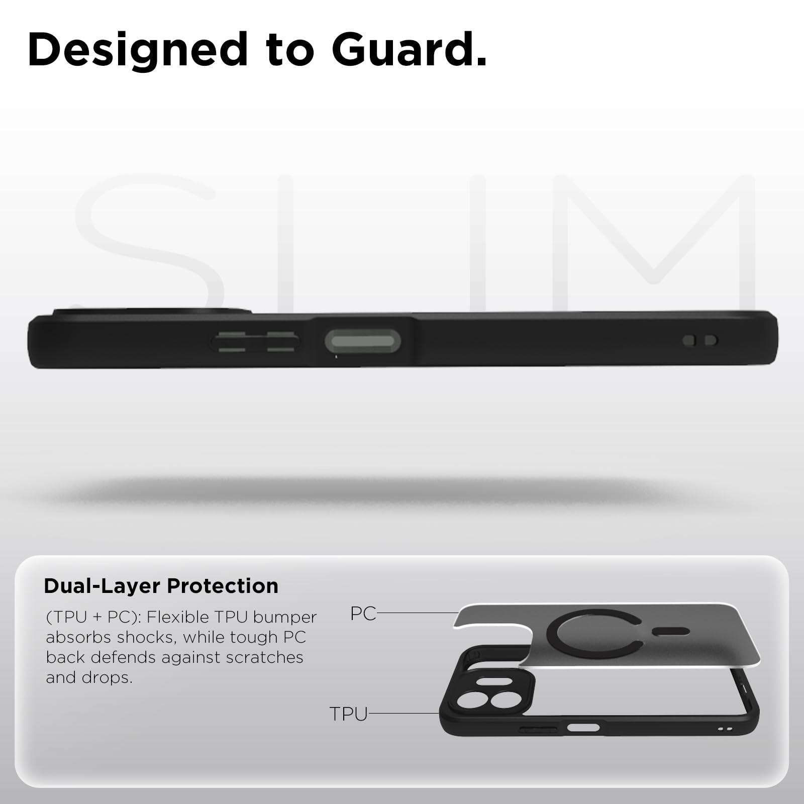 OnePlus N6 Back Cover Case | Sleek Hybrid - Matte Black Magnetic
