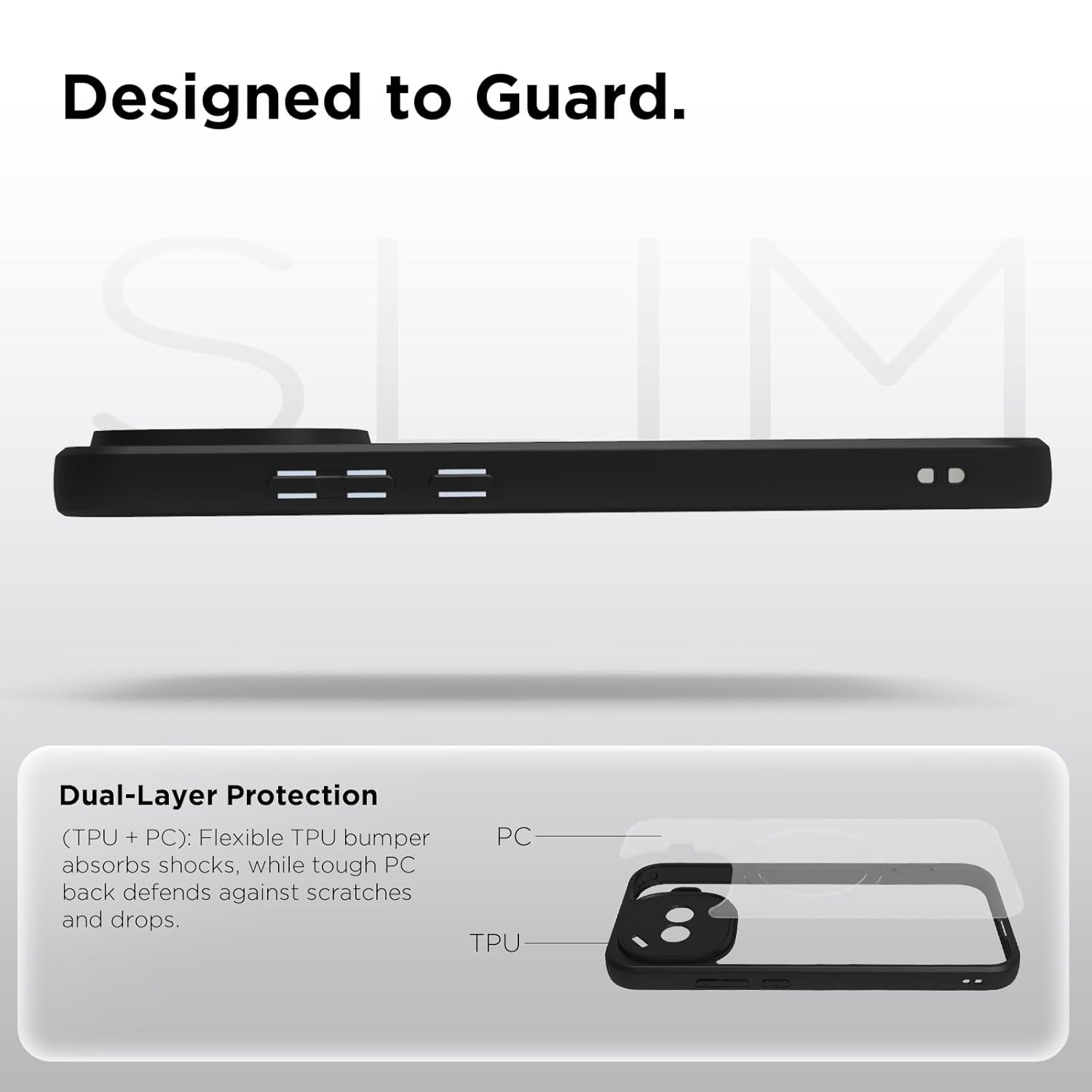 iQOO 15R Back Cover Case | Sleek Hybrid - Clear Black