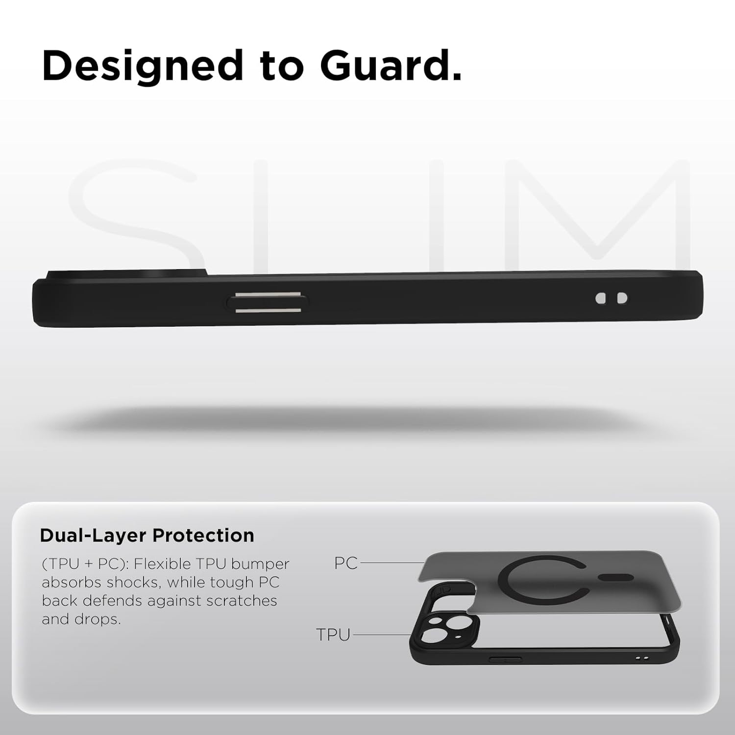 iPhone 13 Back Cover Case | Sleek Hybrid - Matte Black Magnetic