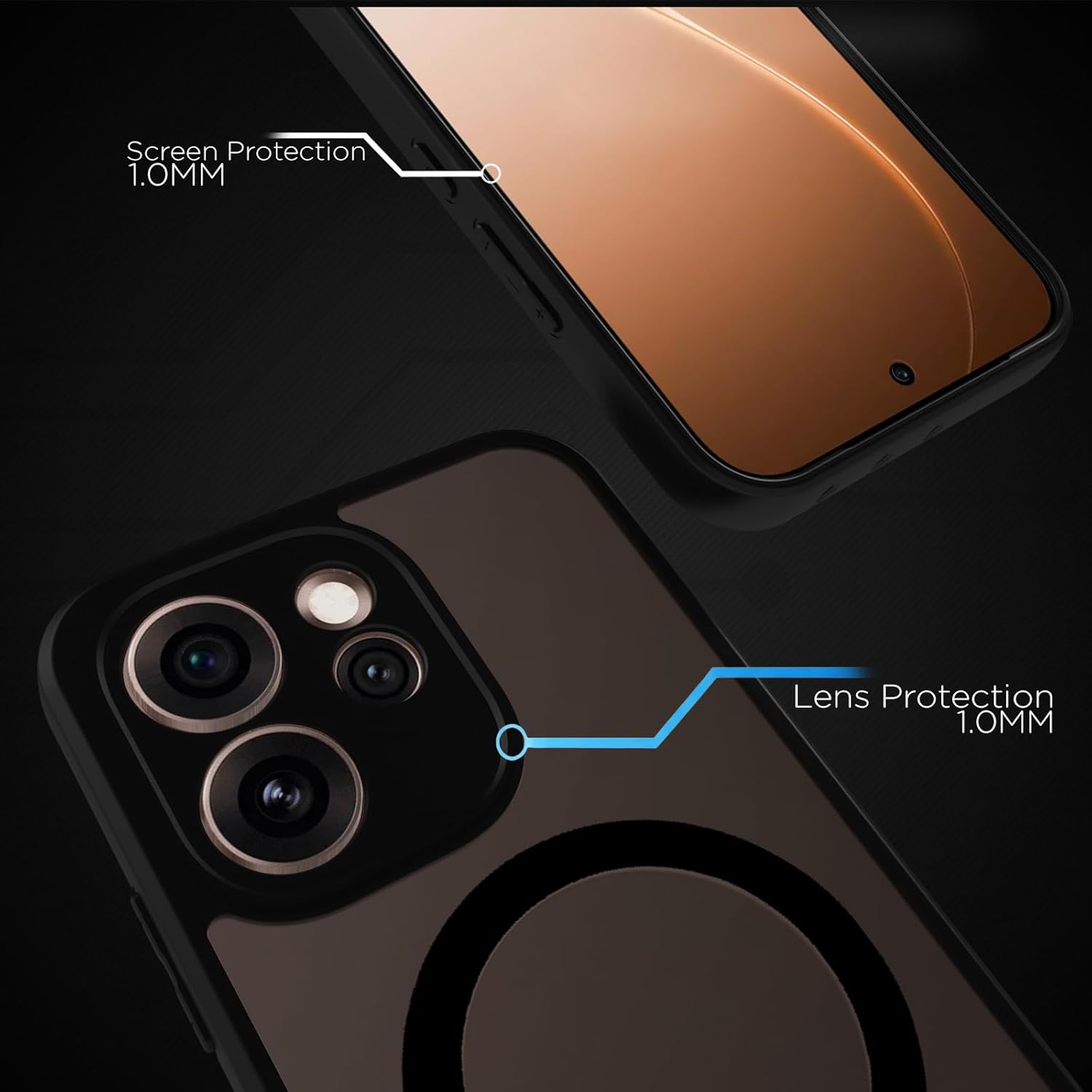 Oppo Reno15 Pro 5G Back Cover Case | Sleek Hybrid - Matte Black Magnetic