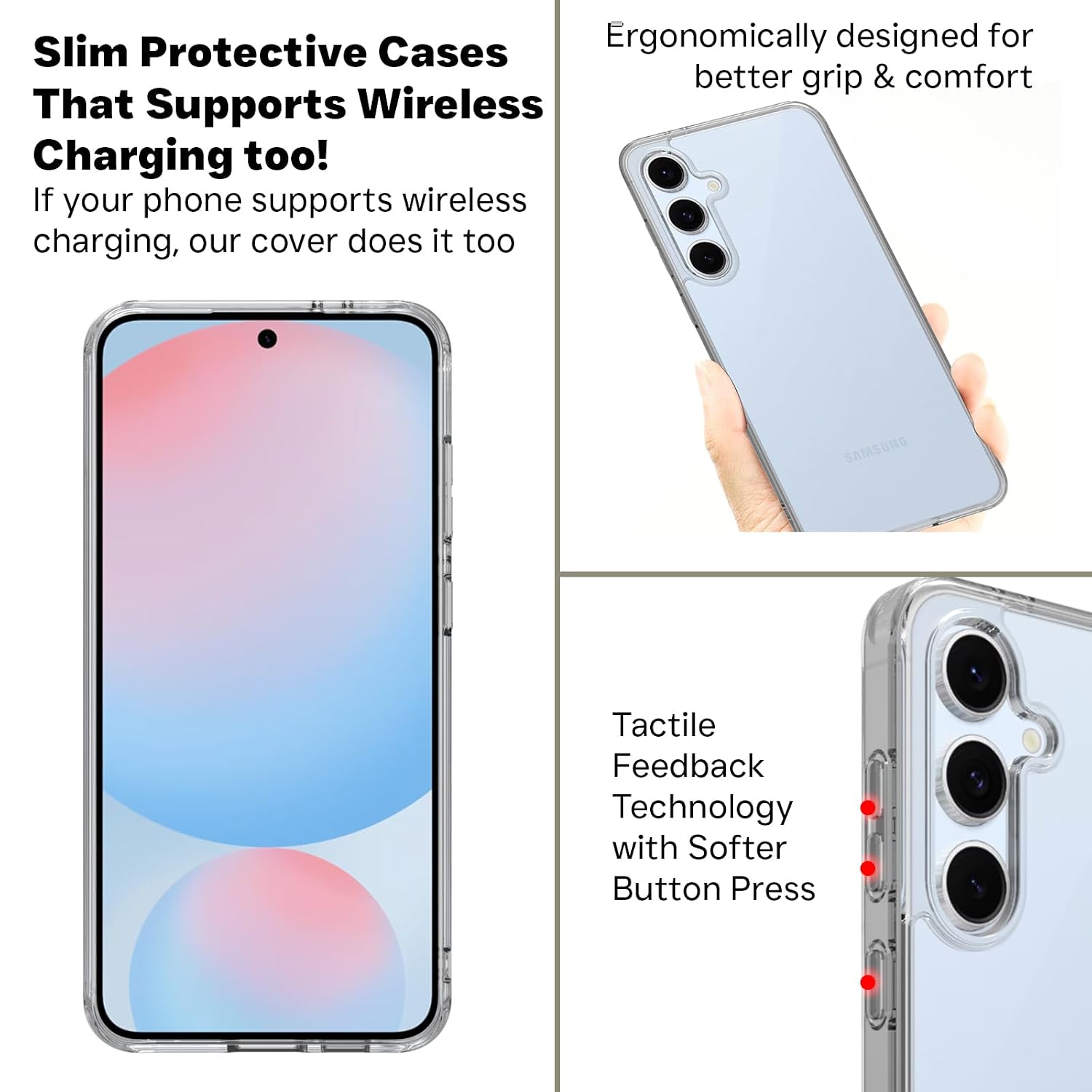 Samsung Galaxy S24 FE Back Cover Case | Sleek Hybrid- Clear
