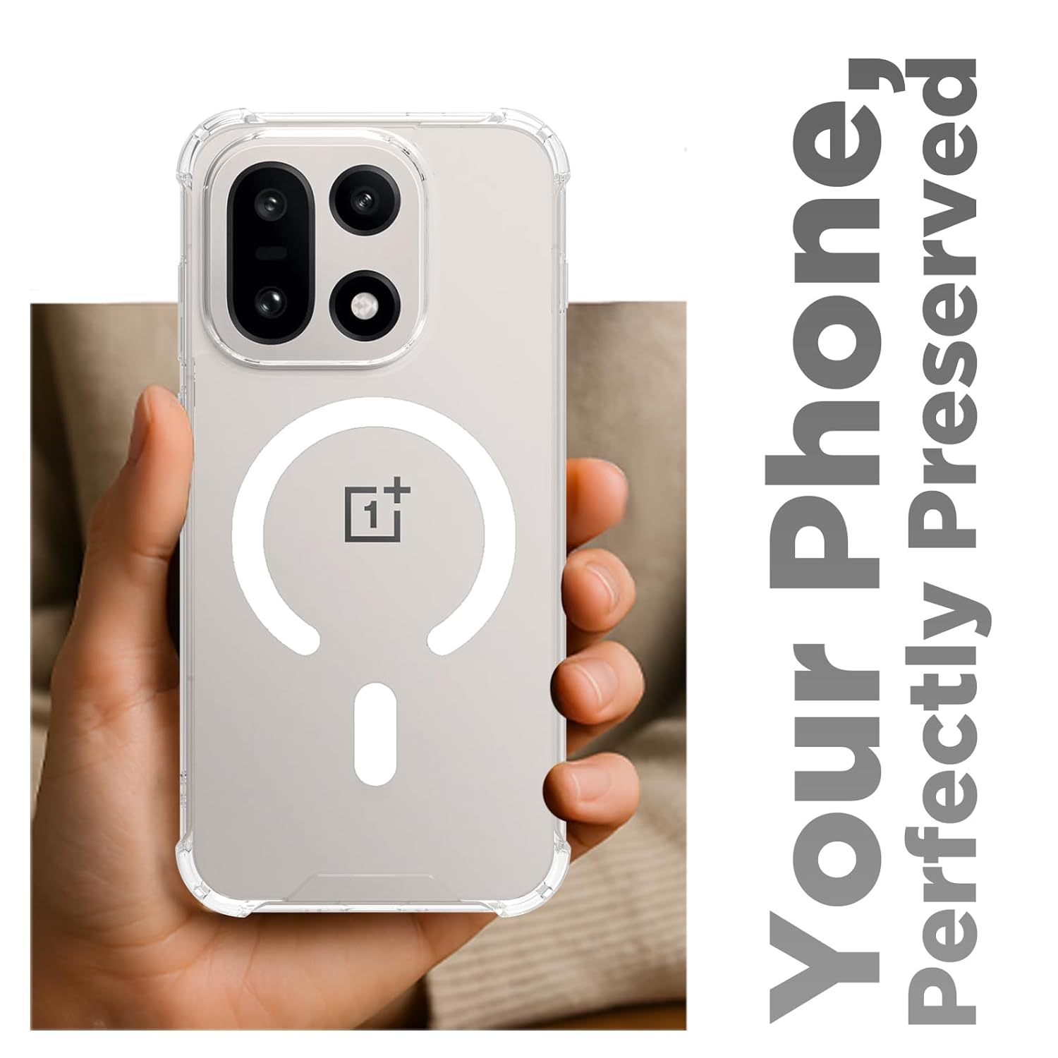 OnePlus 15 5G Back Cover Case | Clear Hybrid - Clear Smoke Magnetic