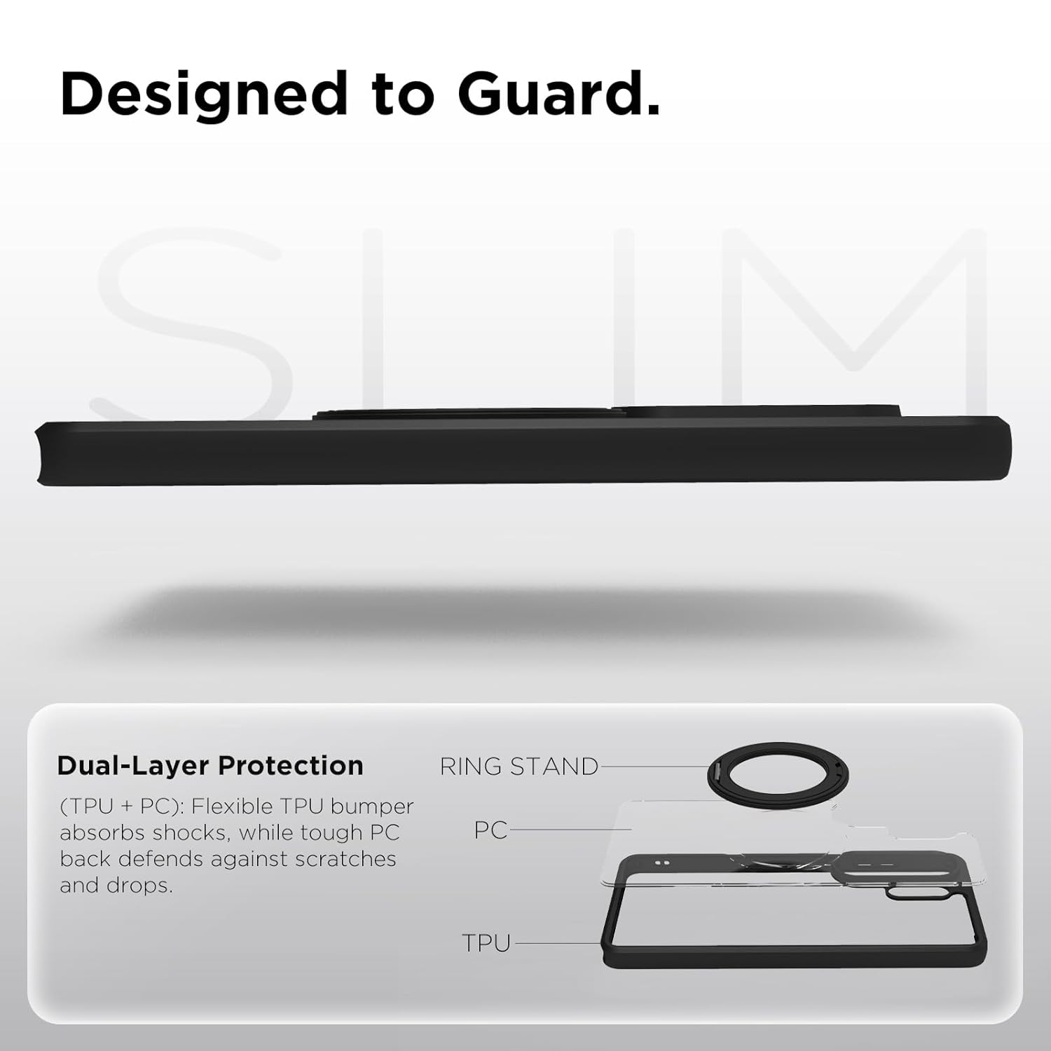 Samsung Galaxy S26 Ultra Ring Stand Back Cover Case | Clear - Clear Black Magnetic