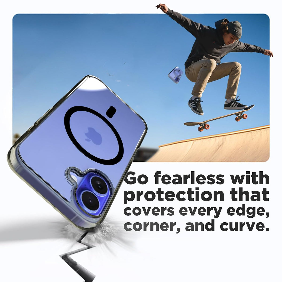 iPhone 16 Plus Back Cover Case | Clear Hybrid - Clear Black Magnetic