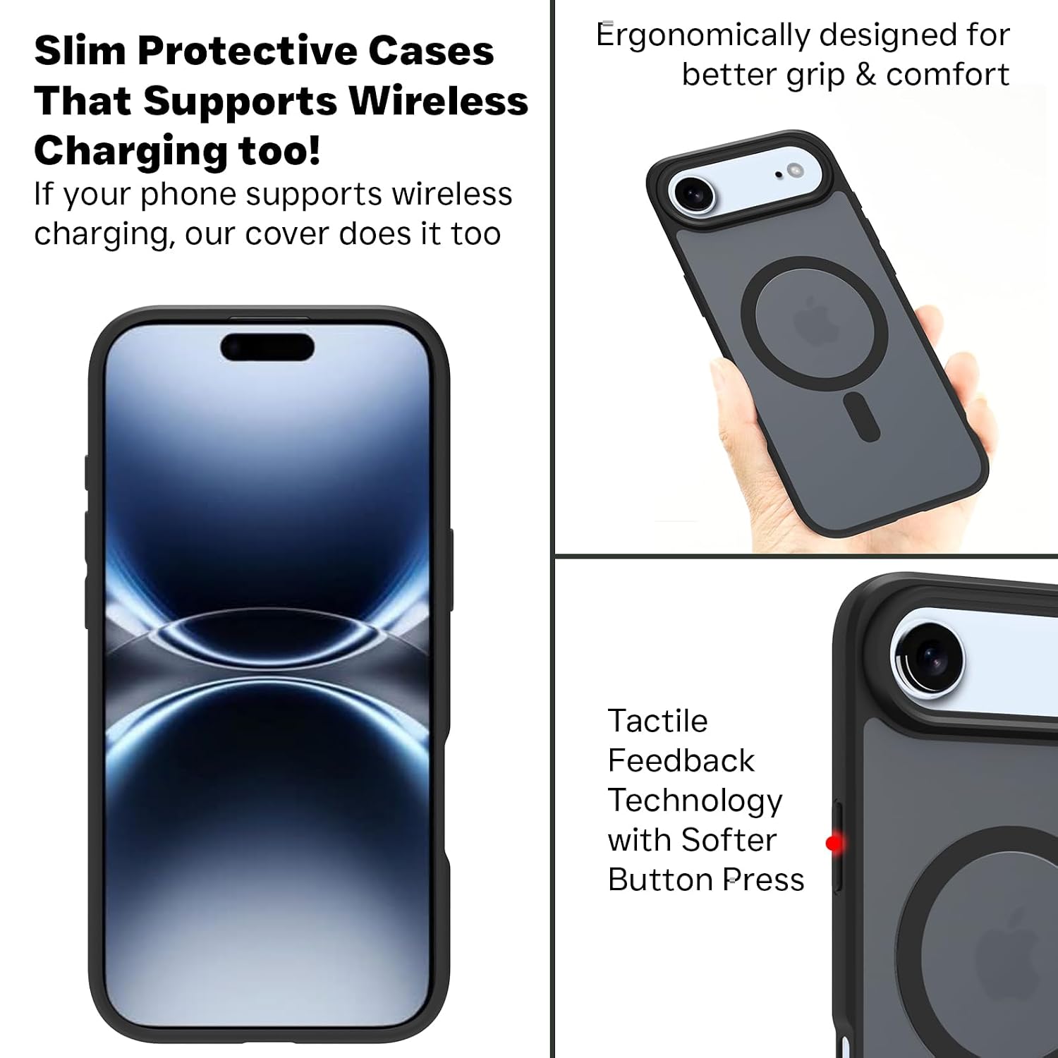 iPhone 17 Air Back Cover Case | Sleek Hybrid - Matte Black Magnetic