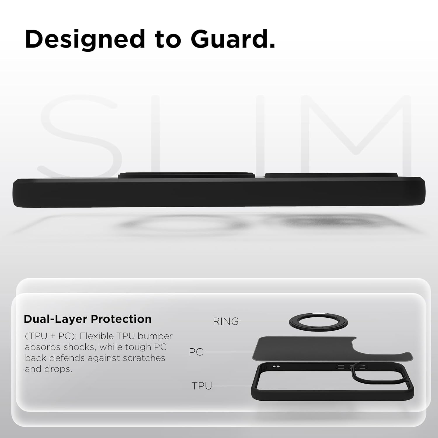 iQOO 15 5G Ring Stand Back Cover Case | Sleek Hybrid - Matte Black Magnetic