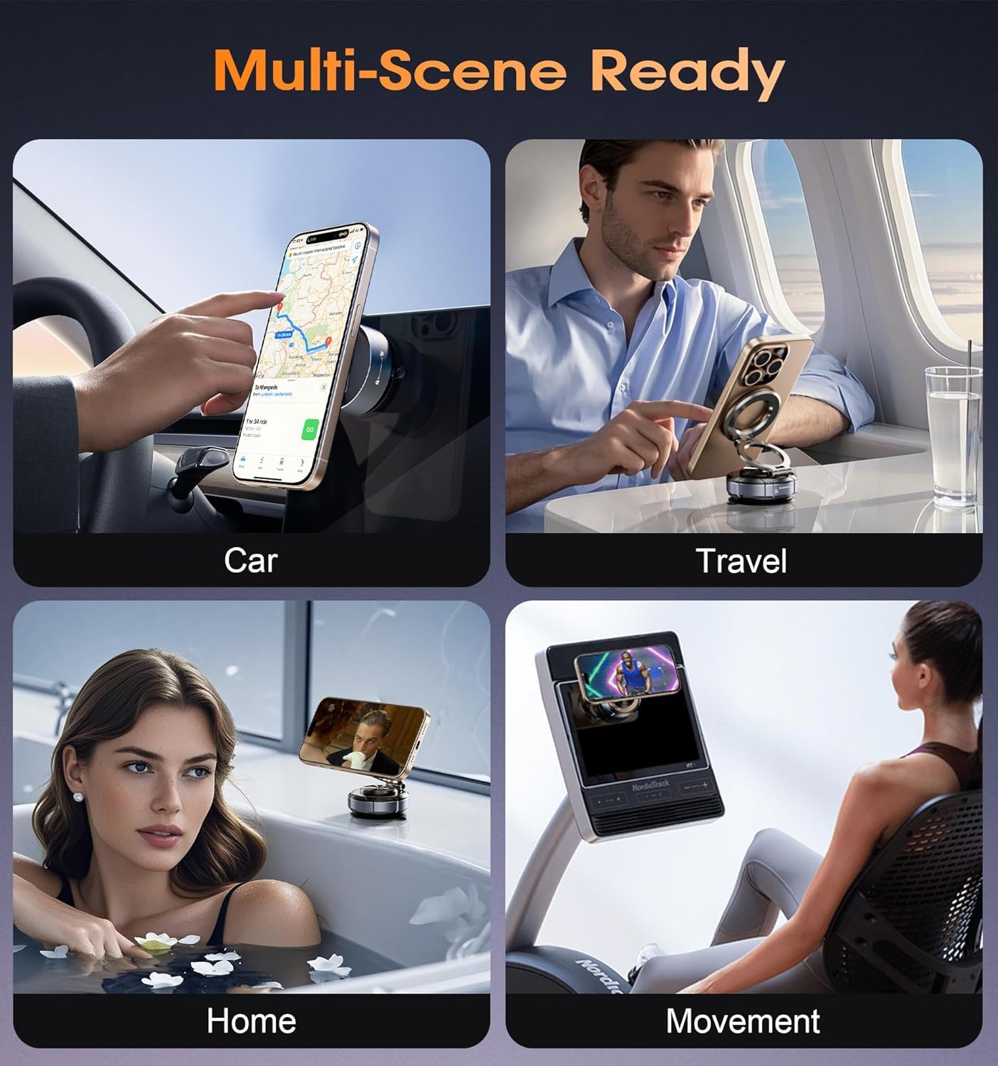 Magnetic Car Mobile Holder | 360 Degree Suction Cup Mount