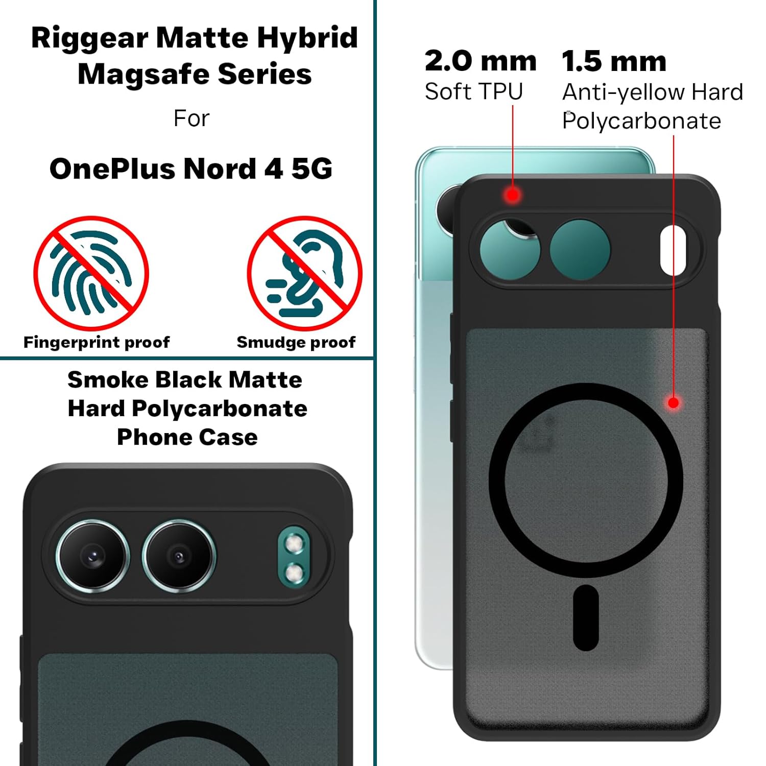 OnePlus Nord 4 5G Back Cover Case | Sleek Hybrid - Matte Black Magnetic